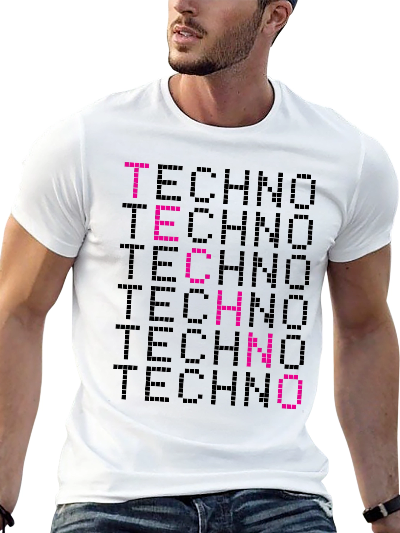 Techno Pixelated Graphic T-Shirt