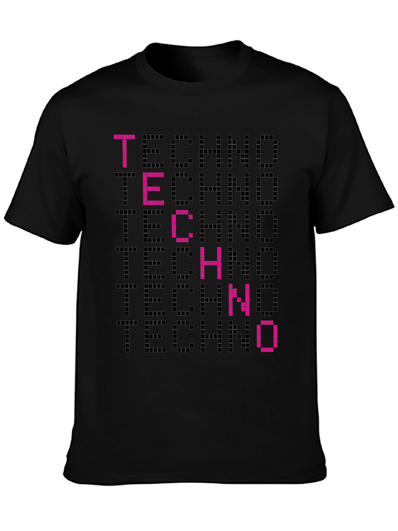 Techno Pixelated Graphic T-Shirt