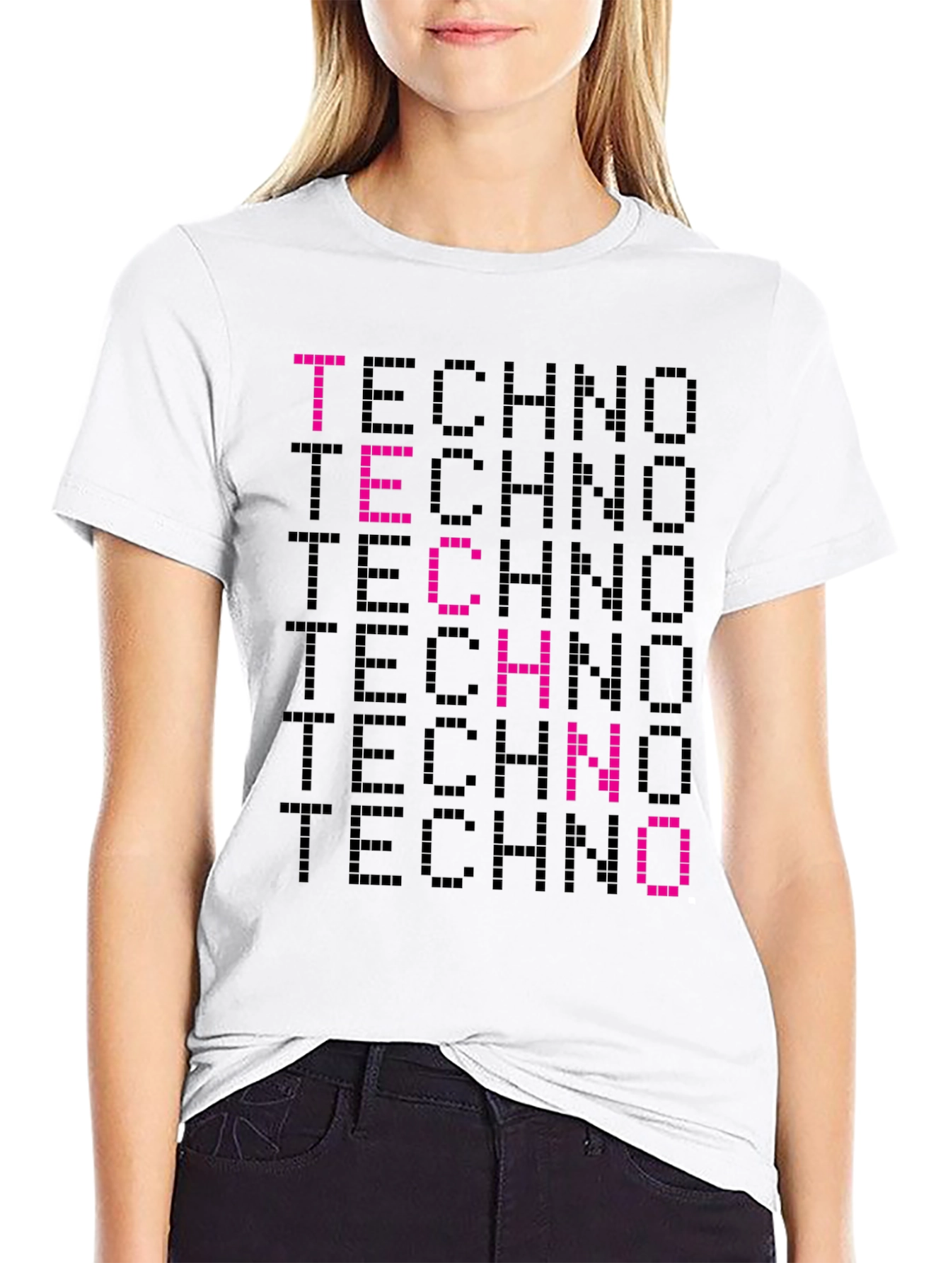 Techno Pixelated Graphic T-Shirt
