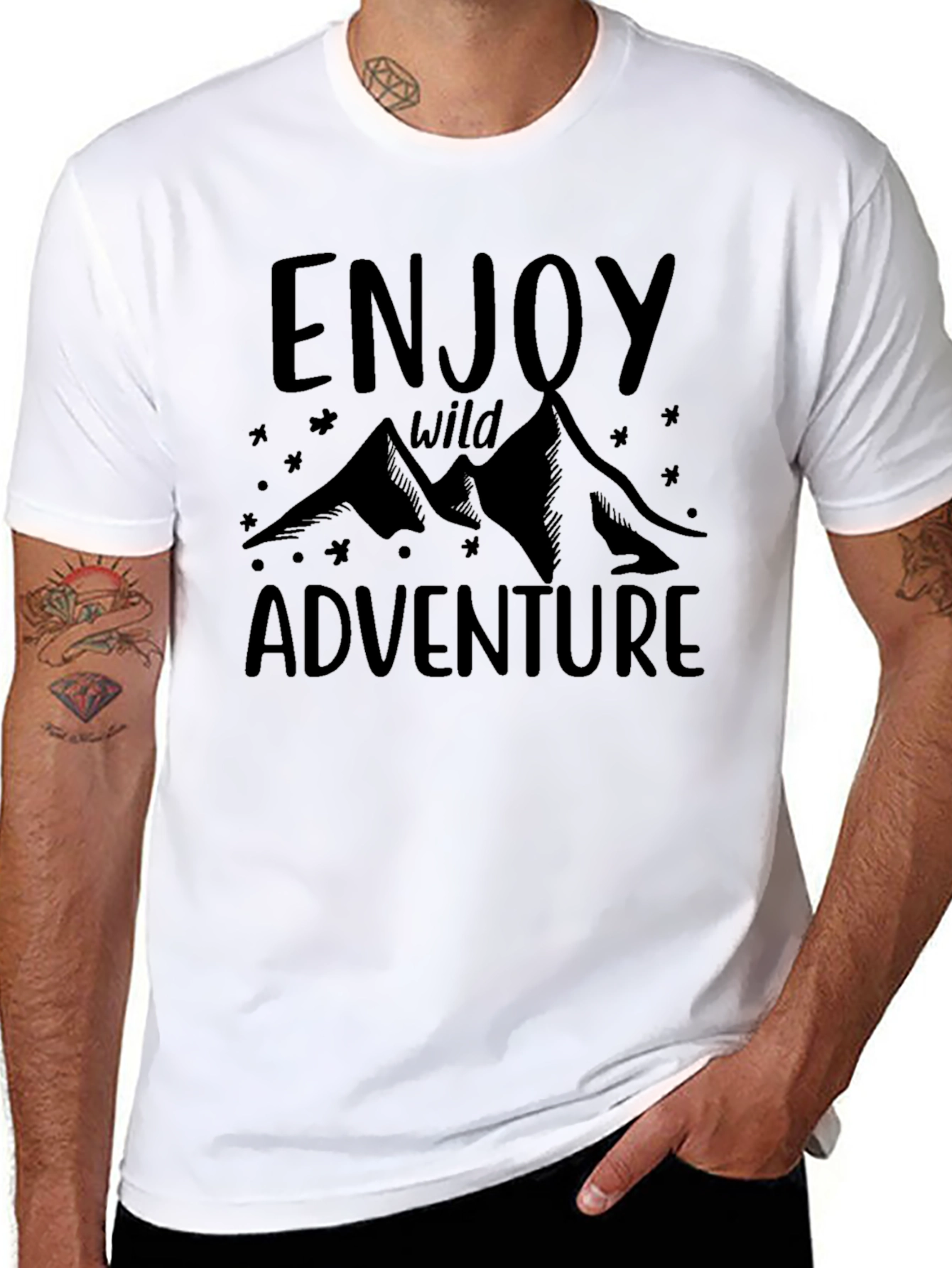 Enjoy Wild Adventure Black Graphic T-Shirt