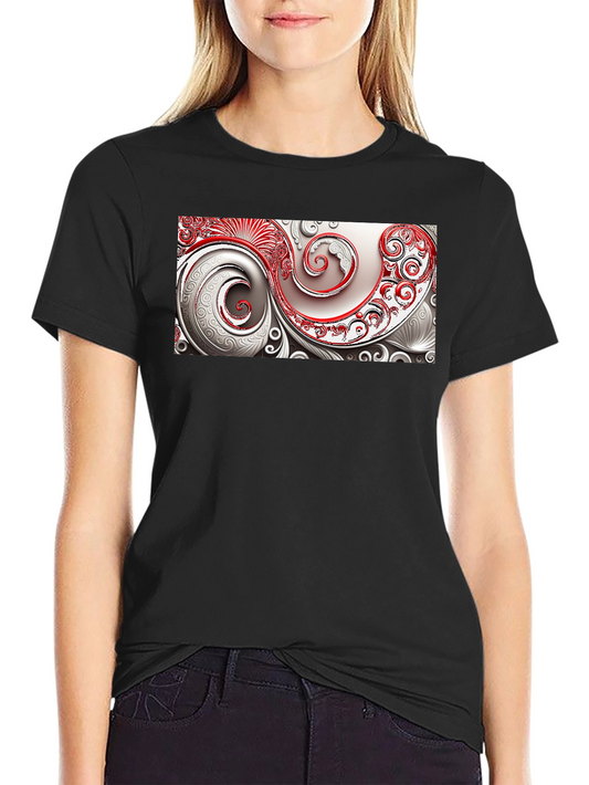 Red & Silver Swirl Graphic Tee - Stylish Mens T-Shirt