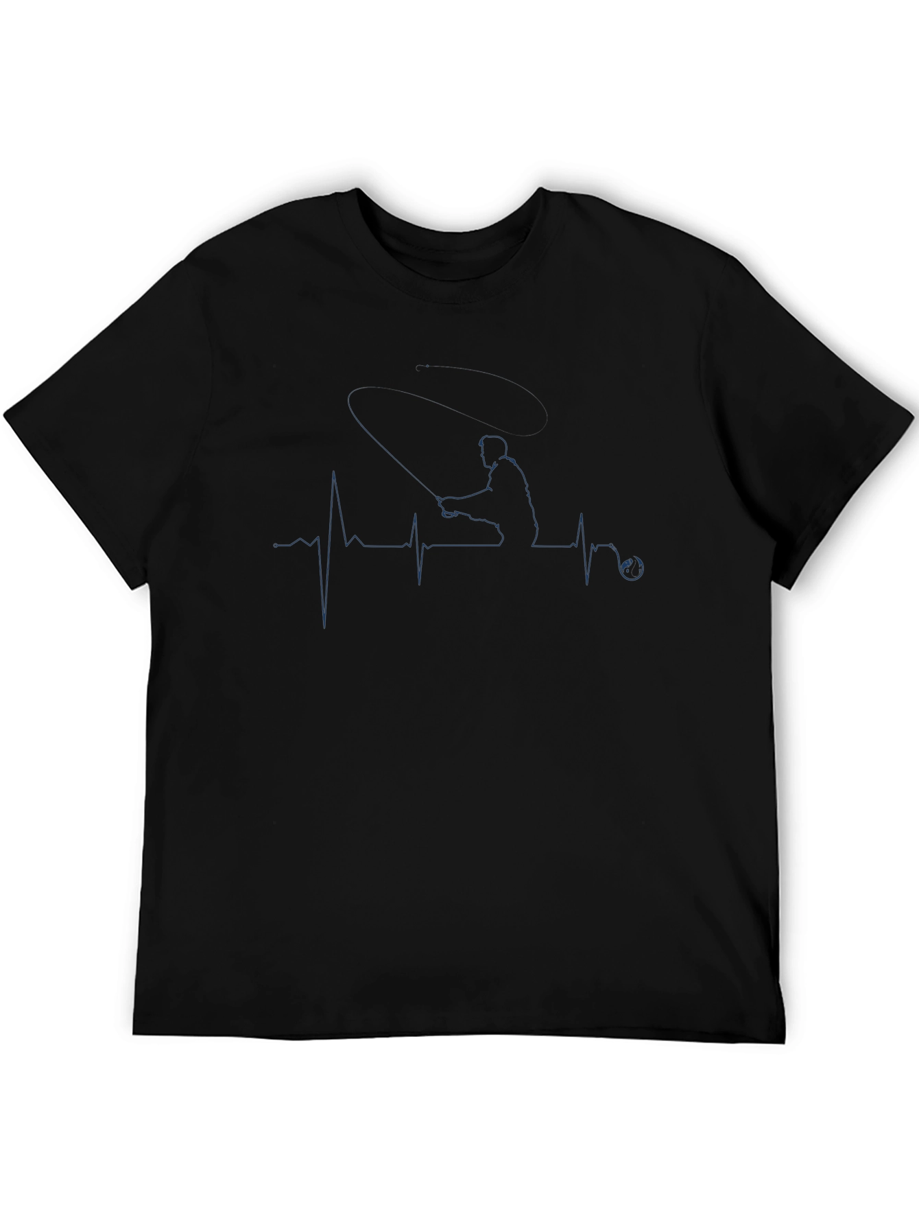Fishing Heartbeat T-Shirt - Black
