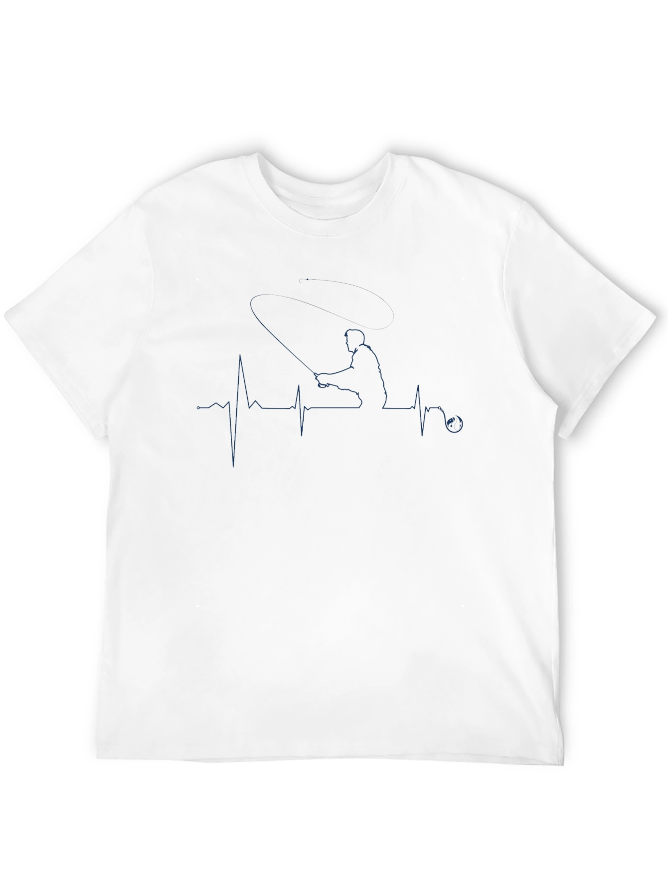 Fishing Heartbeat T-Shirt - Black