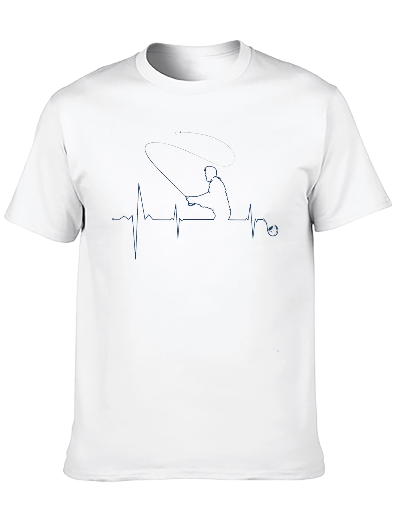 Fishing Heartbeat T-Shirt - Black