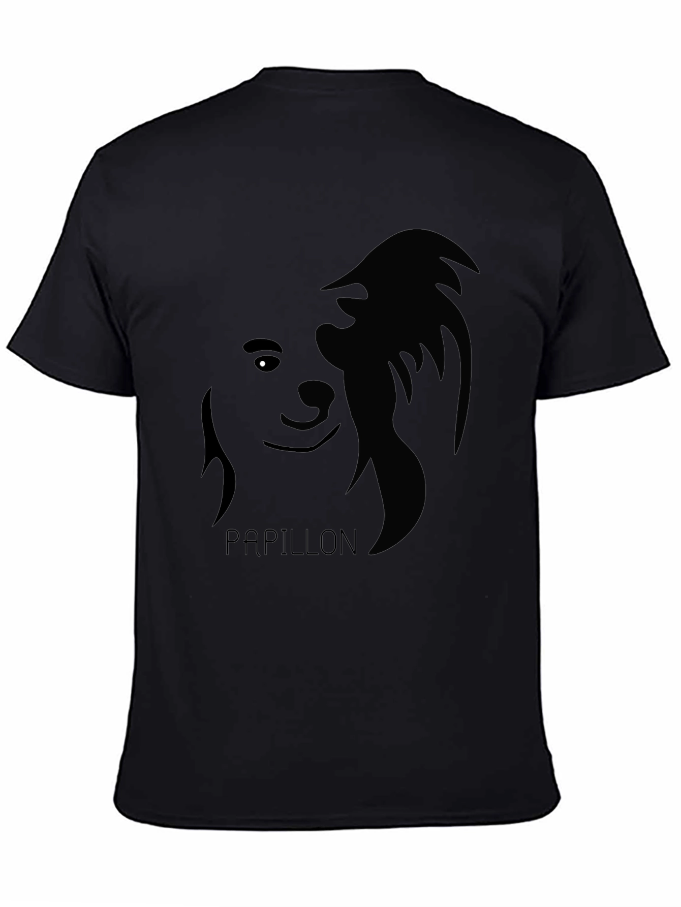 Papillon Dog Silhouette T-Shirt - Black Graphic Tee