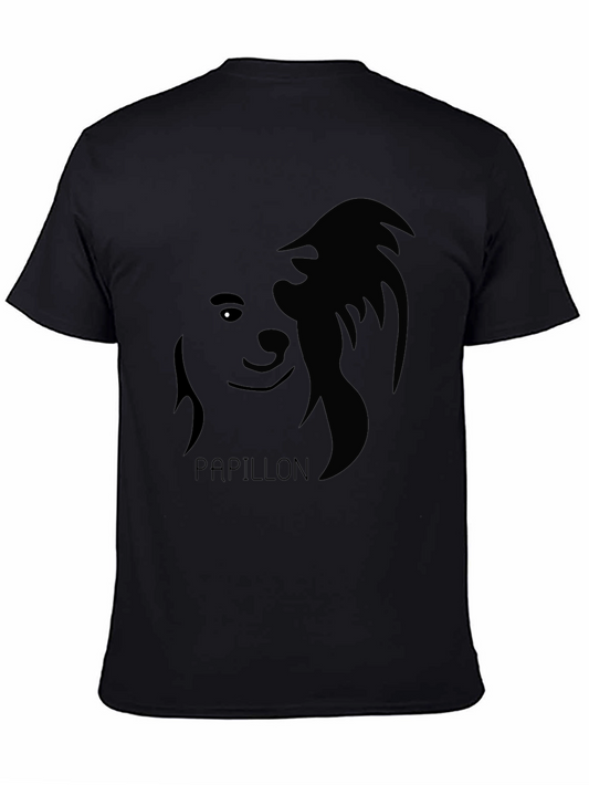 Papillon Dog Silhouette T-Shirt - Black Graphic Tee