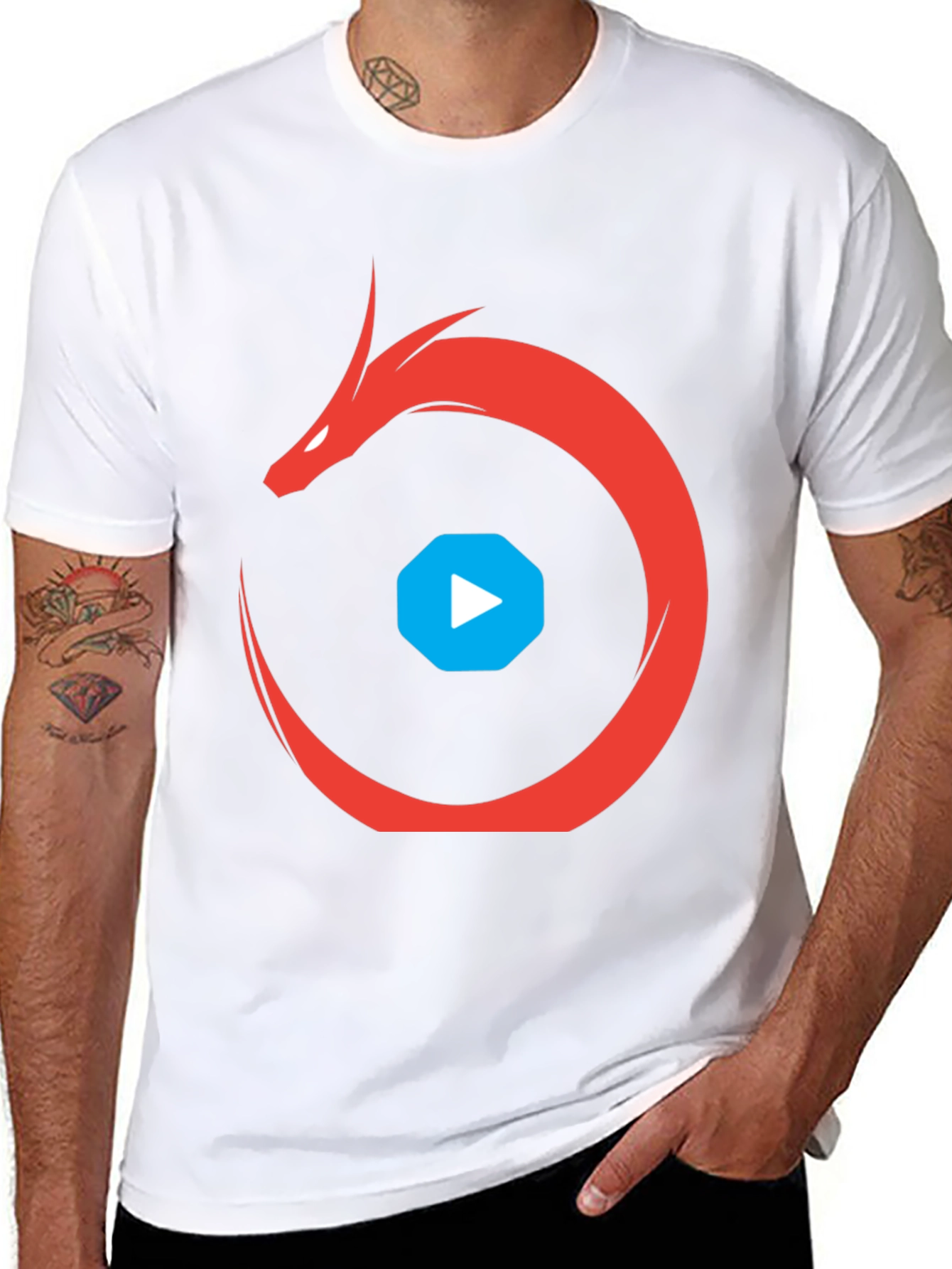 Dragon Play Button Black T-Shirt
