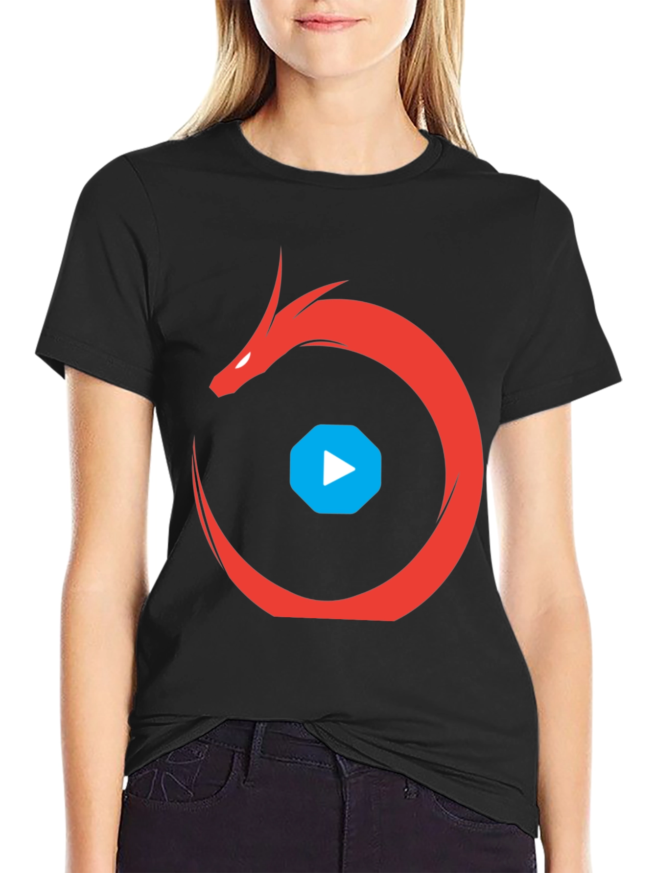 Dragon Play Button Black T-Shirt