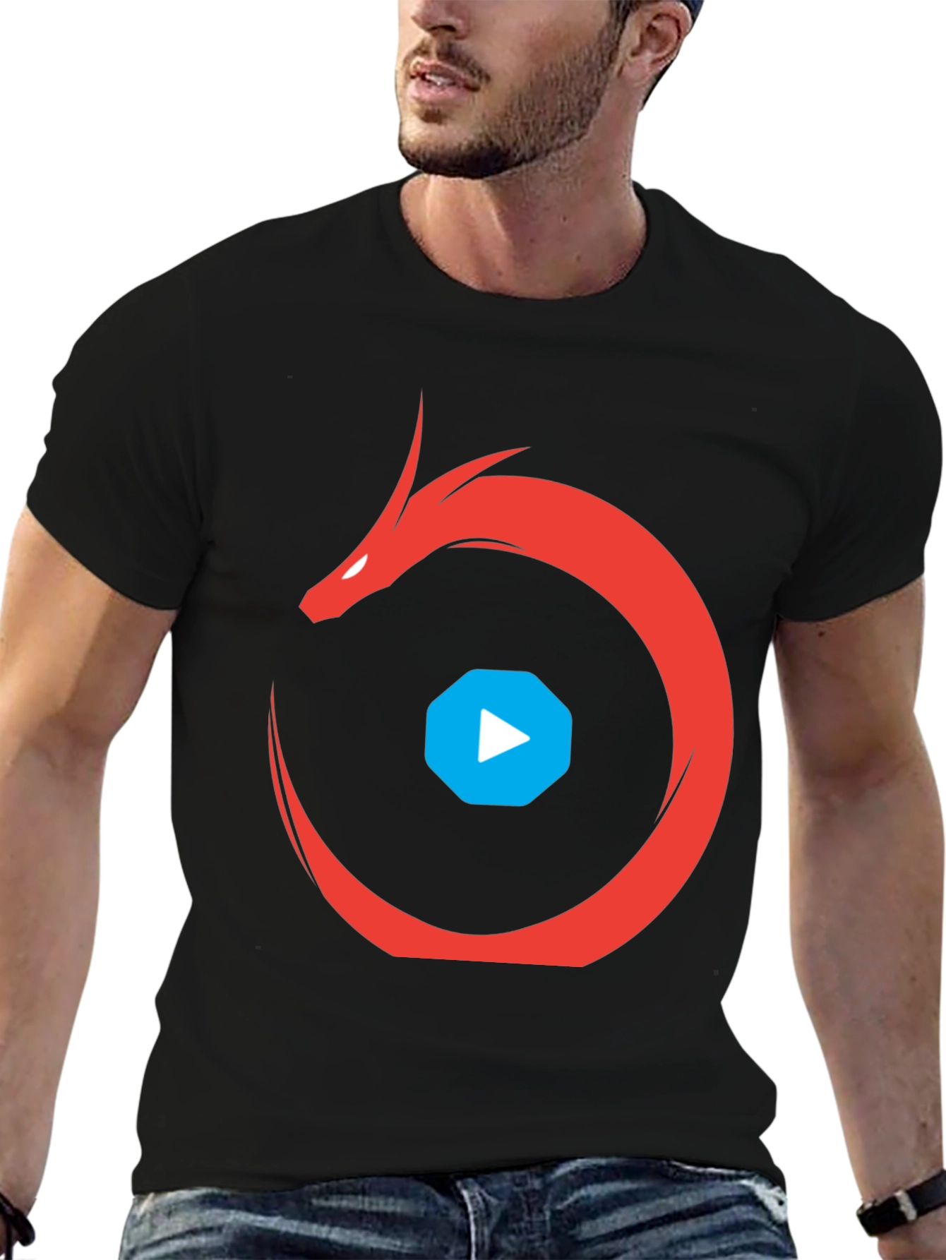 Dragon Play Button Black T-Shirt