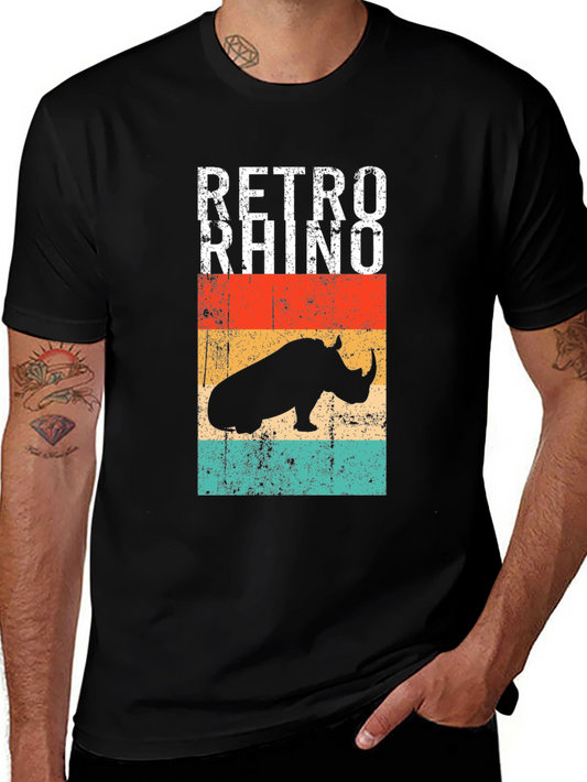 Retro Rhino Graphic T-Shirt - Vintage Style