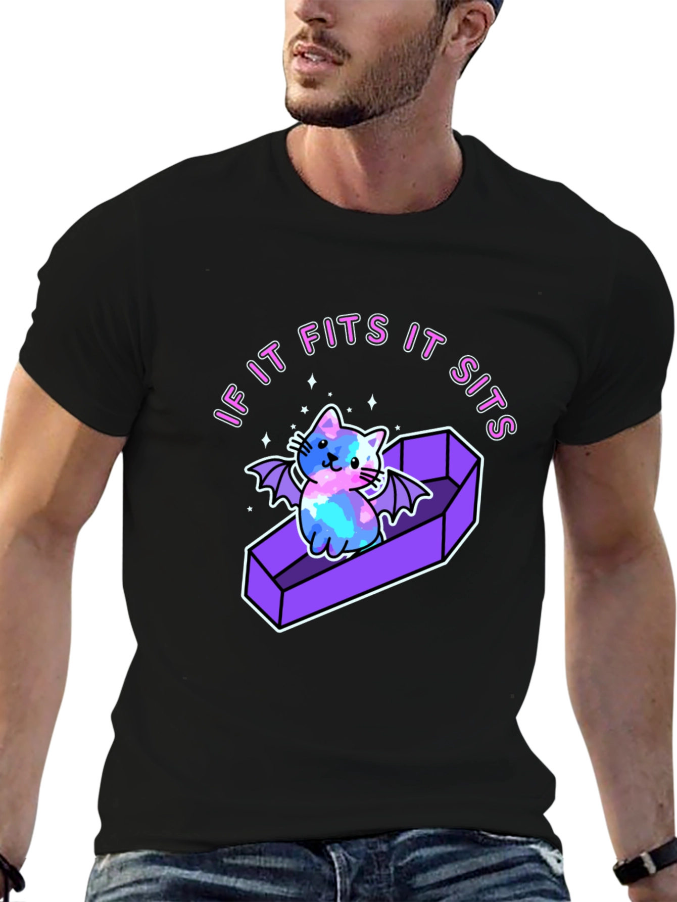 If It Fits It Sits Cat Coffin T-Shirt