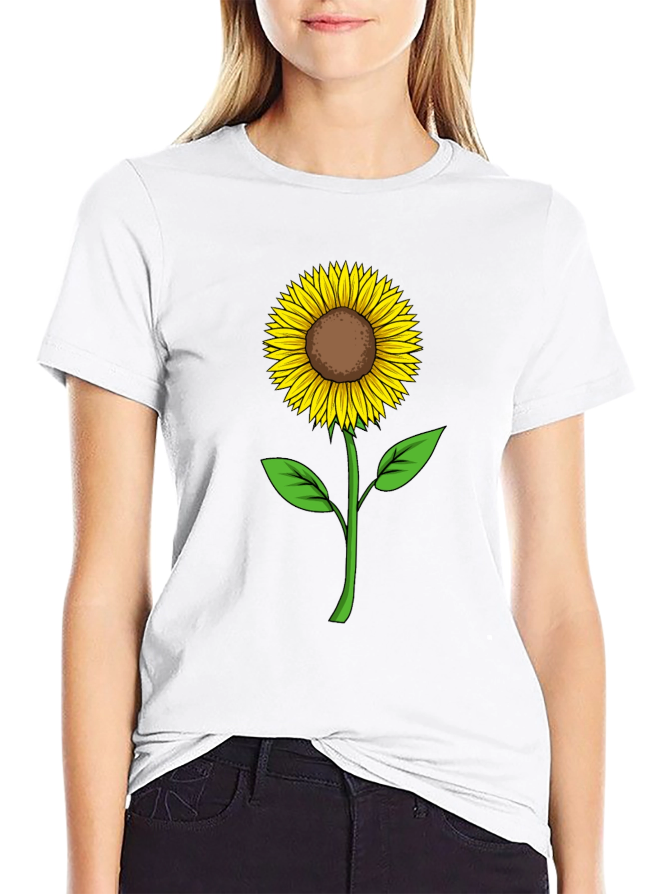 Sunflower Graphic Print Black T-Shirt