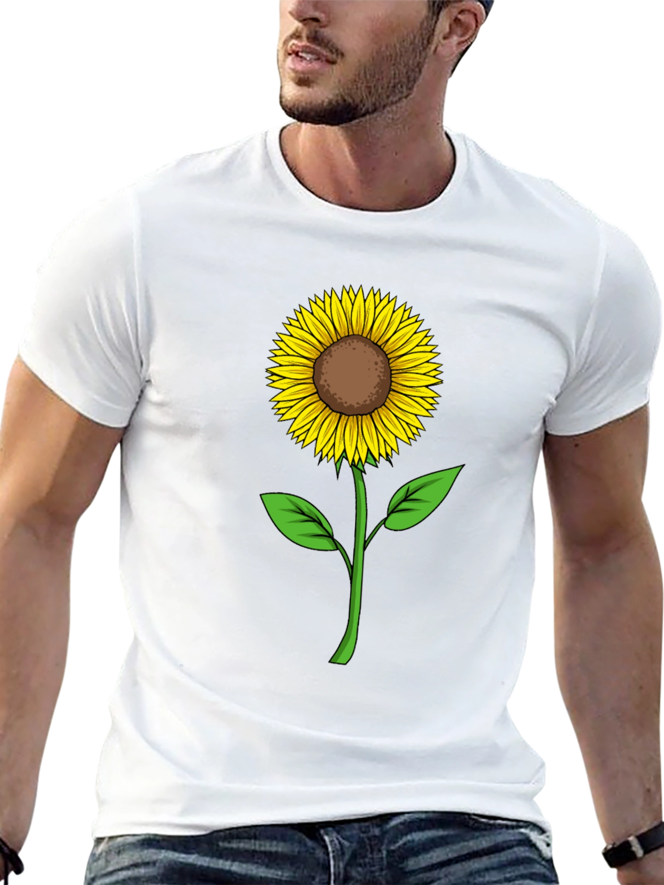 Sunflower Graphic Print Black T-Shirt