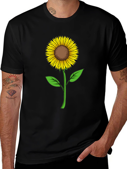 Sunflower Graphic Print Black T-Shirt