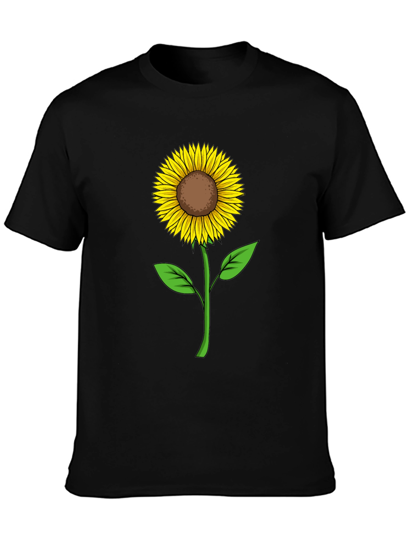 Sunflower Graphic Print Black T-Shirt