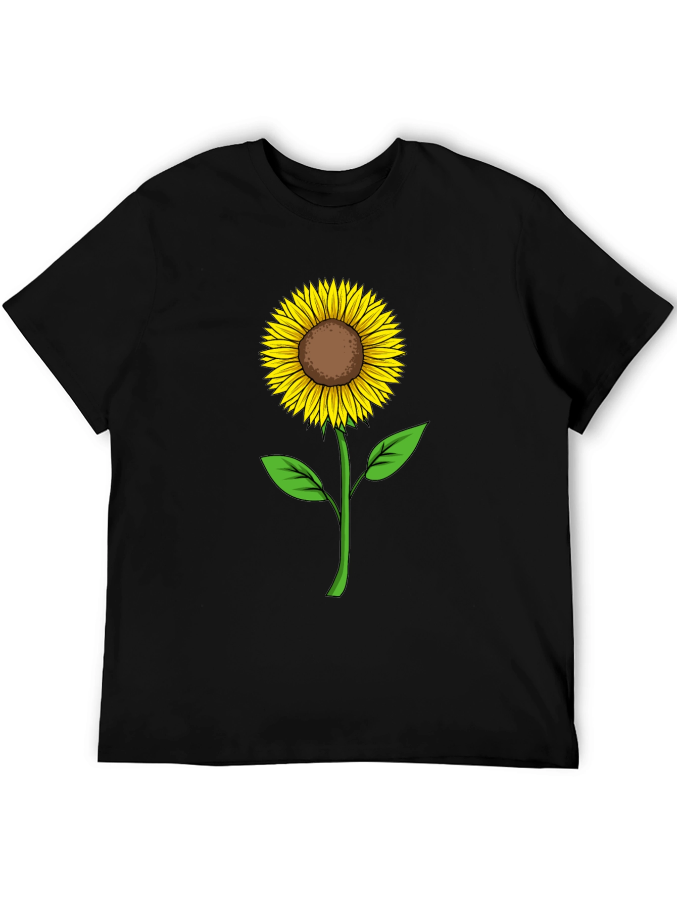 Sunflower Graphic Print Black T-Shirt