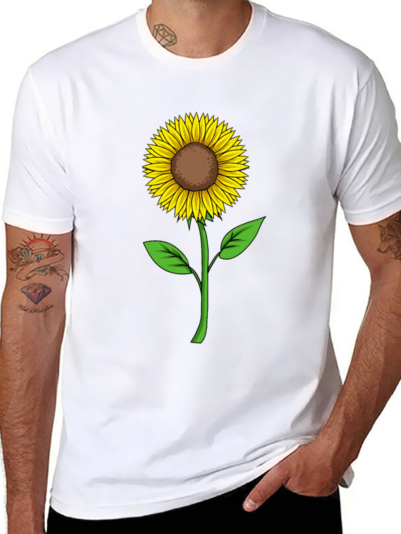 Sunflower Graphic Print Black T-Shirt
