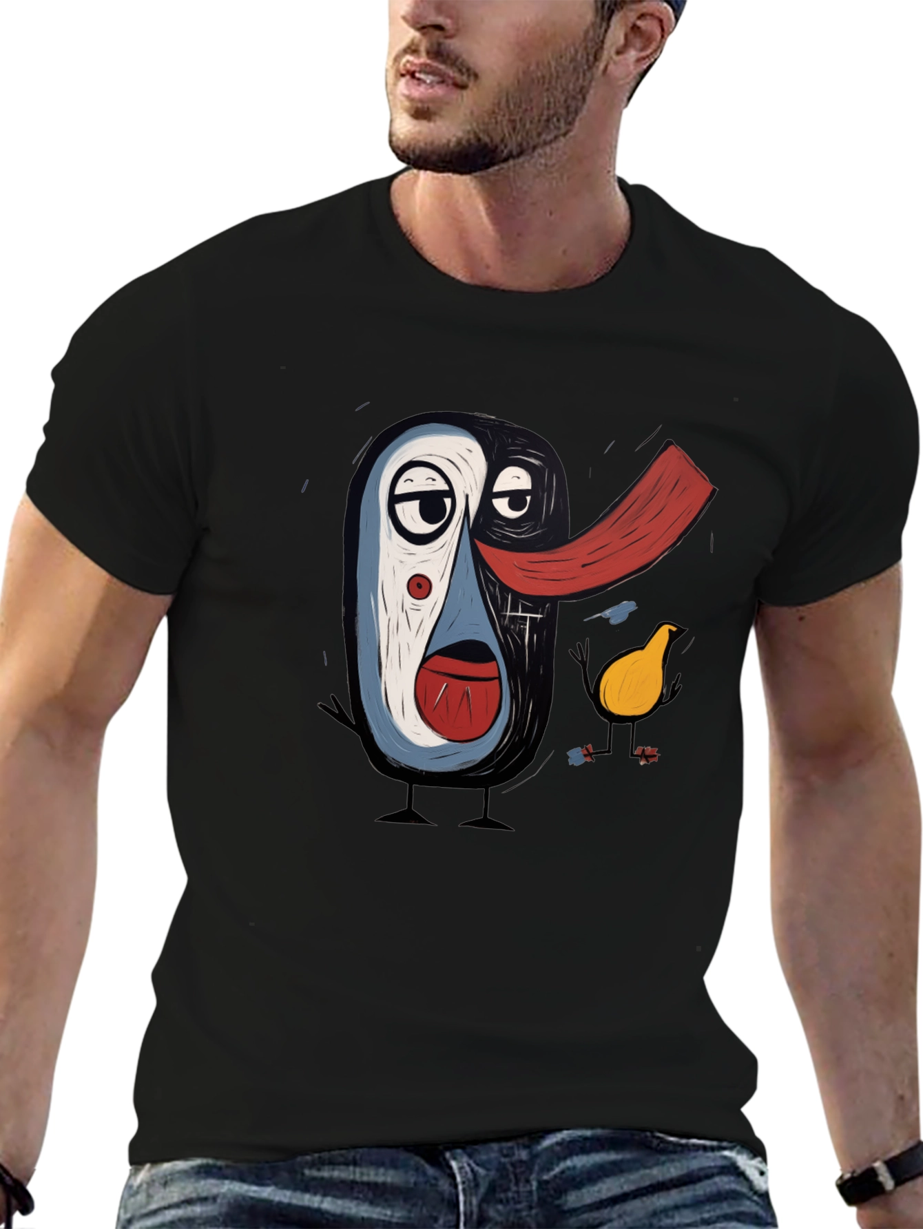 Abstract Art Print Black T-Shirt