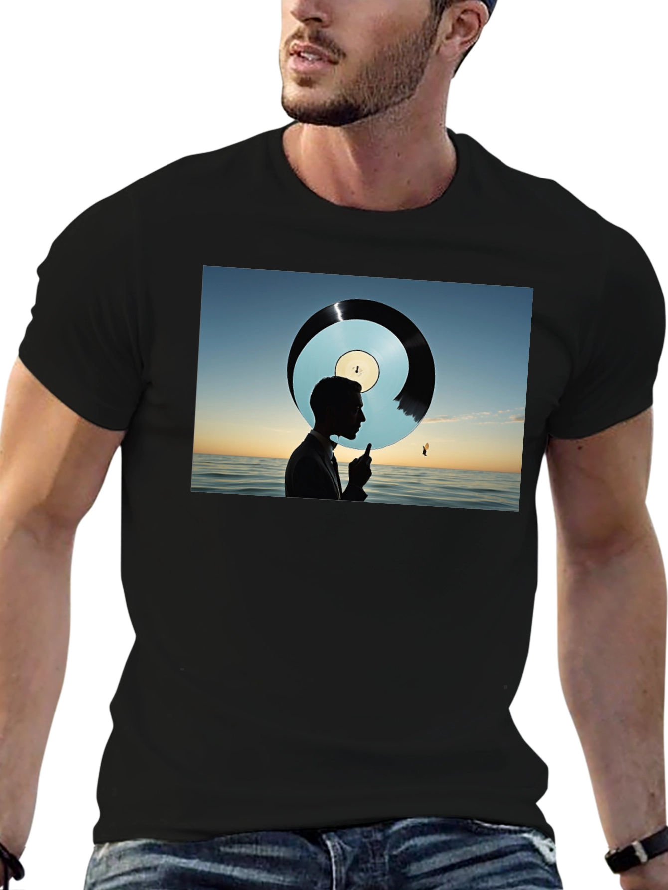 Silhouette Ocean Record Graphic Tee