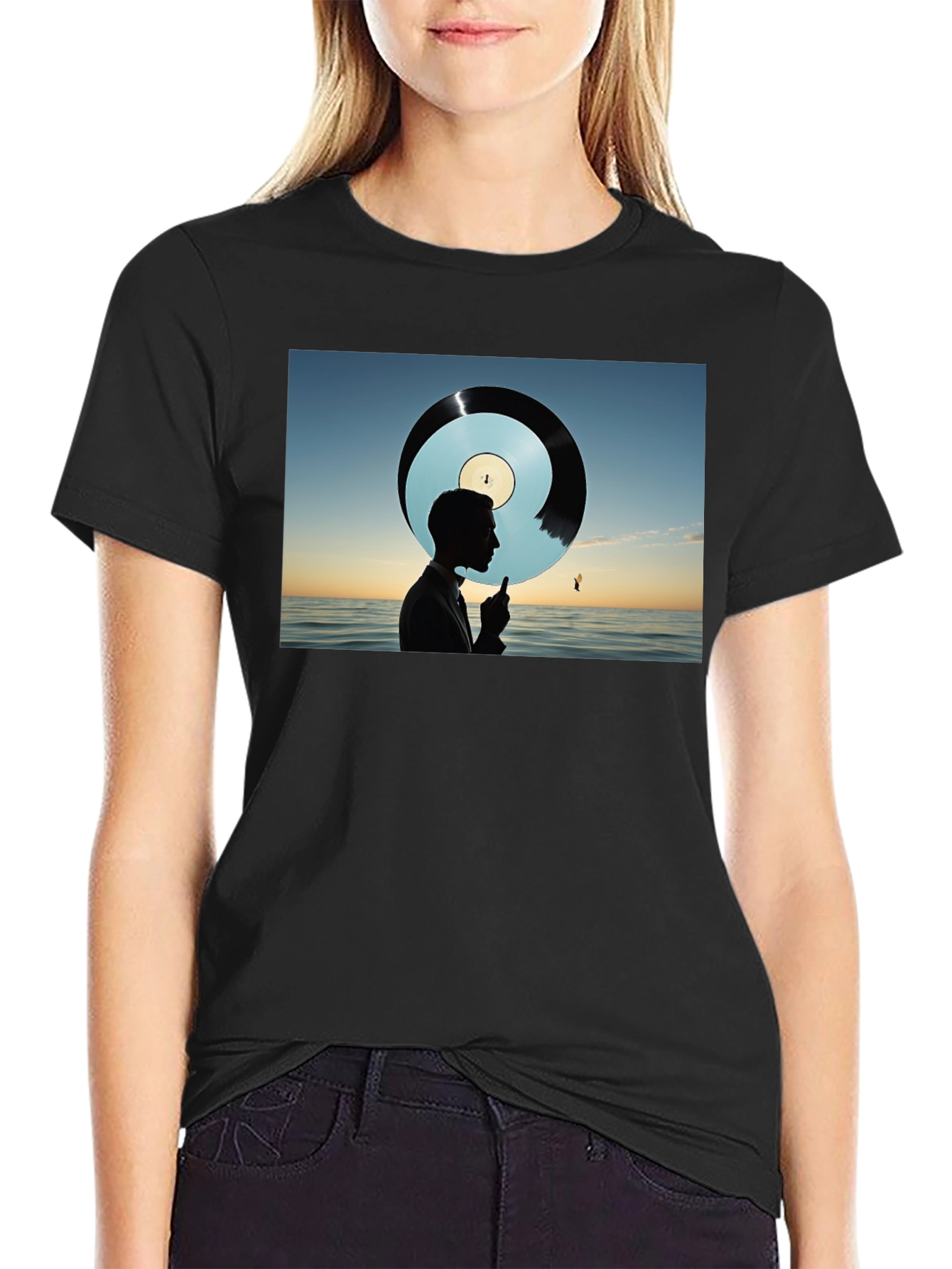 Silhouette Ocean Record Graphic Tee