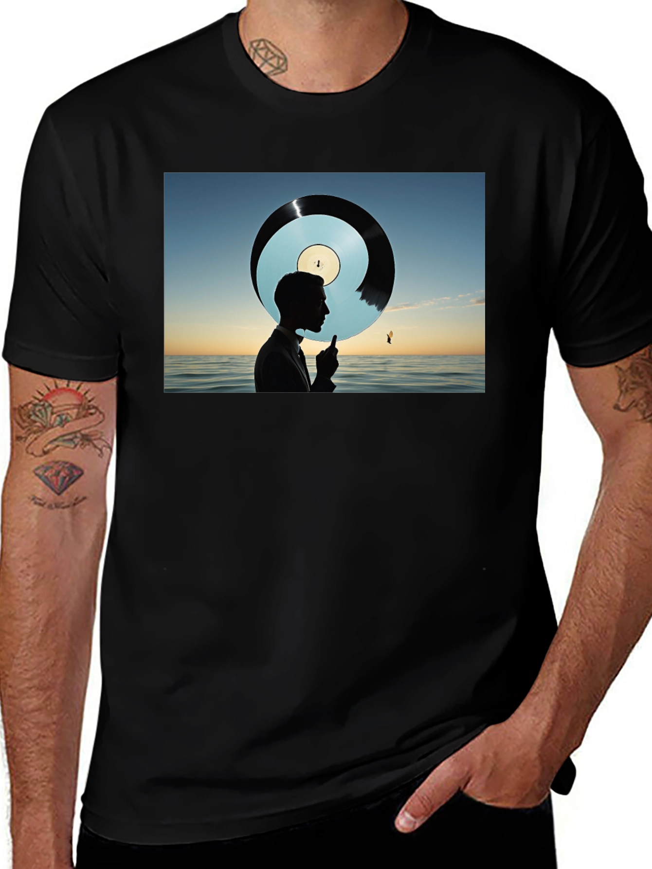 Silhouette Ocean Record Graphic Tee