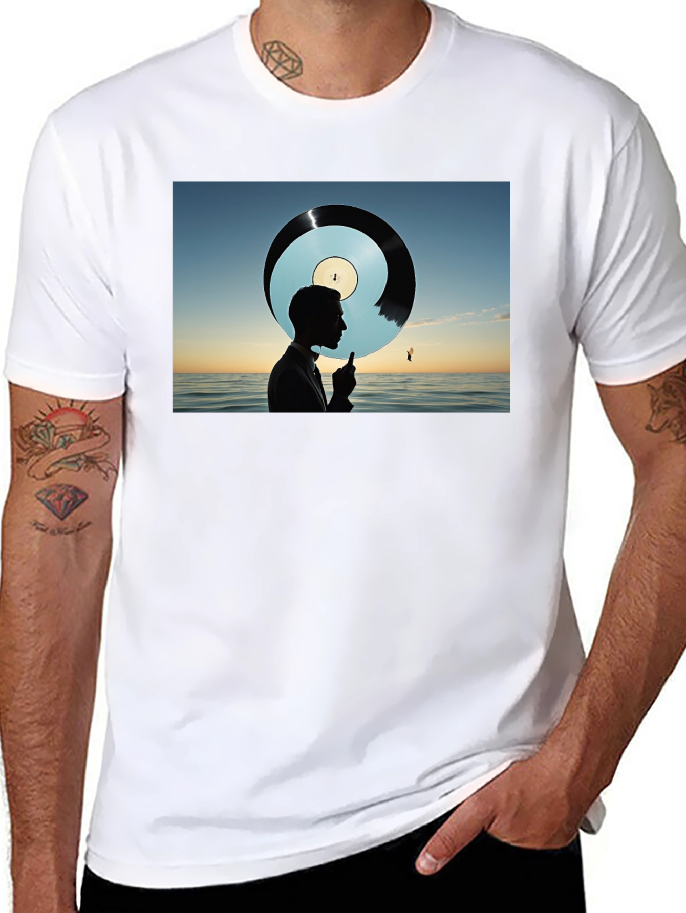 Silhouette Ocean Record Graphic Tee