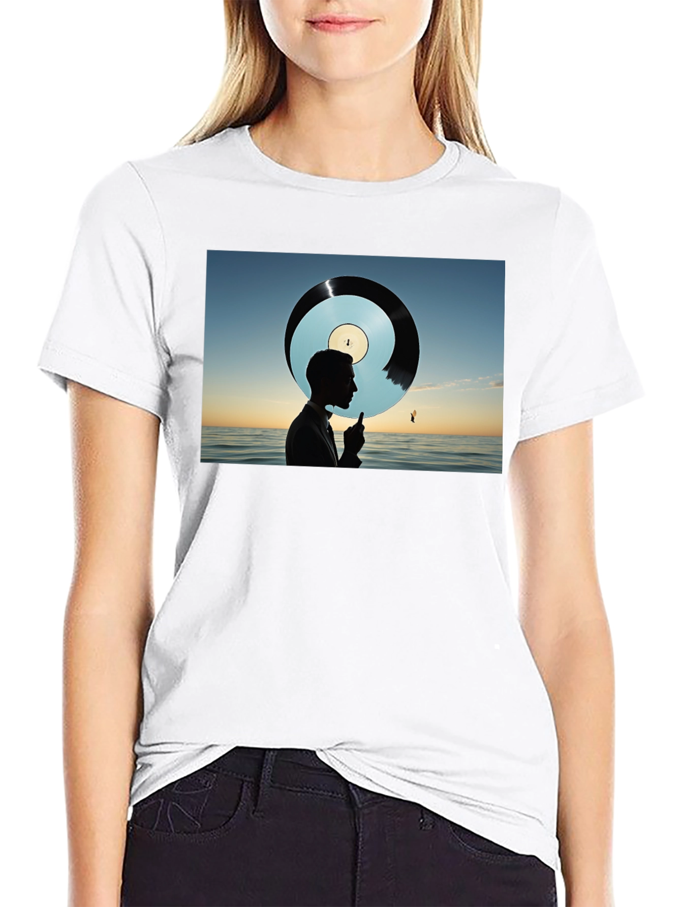 Silhouette Ocean Record Graphic Tee