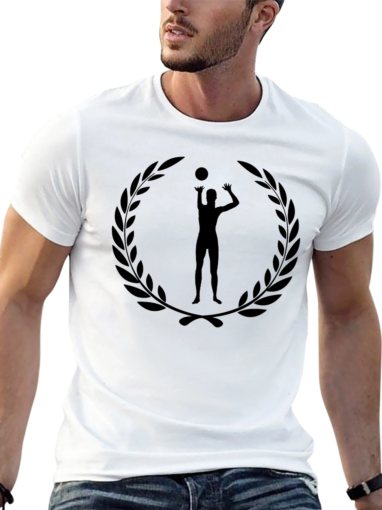 Volleyball Player Wreath Graphic Tee - Black