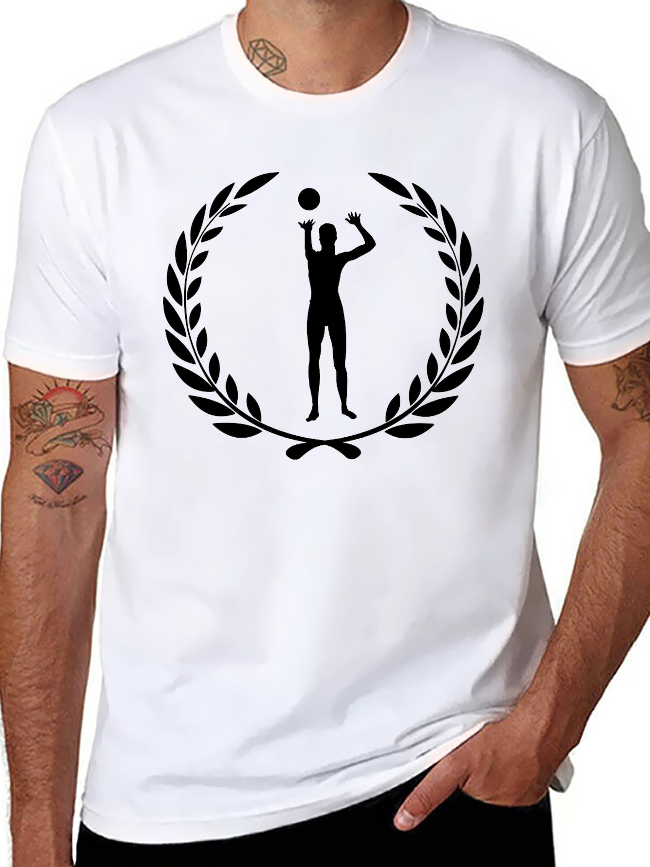 Volleyball Player Wreath Graphic Tee - Black