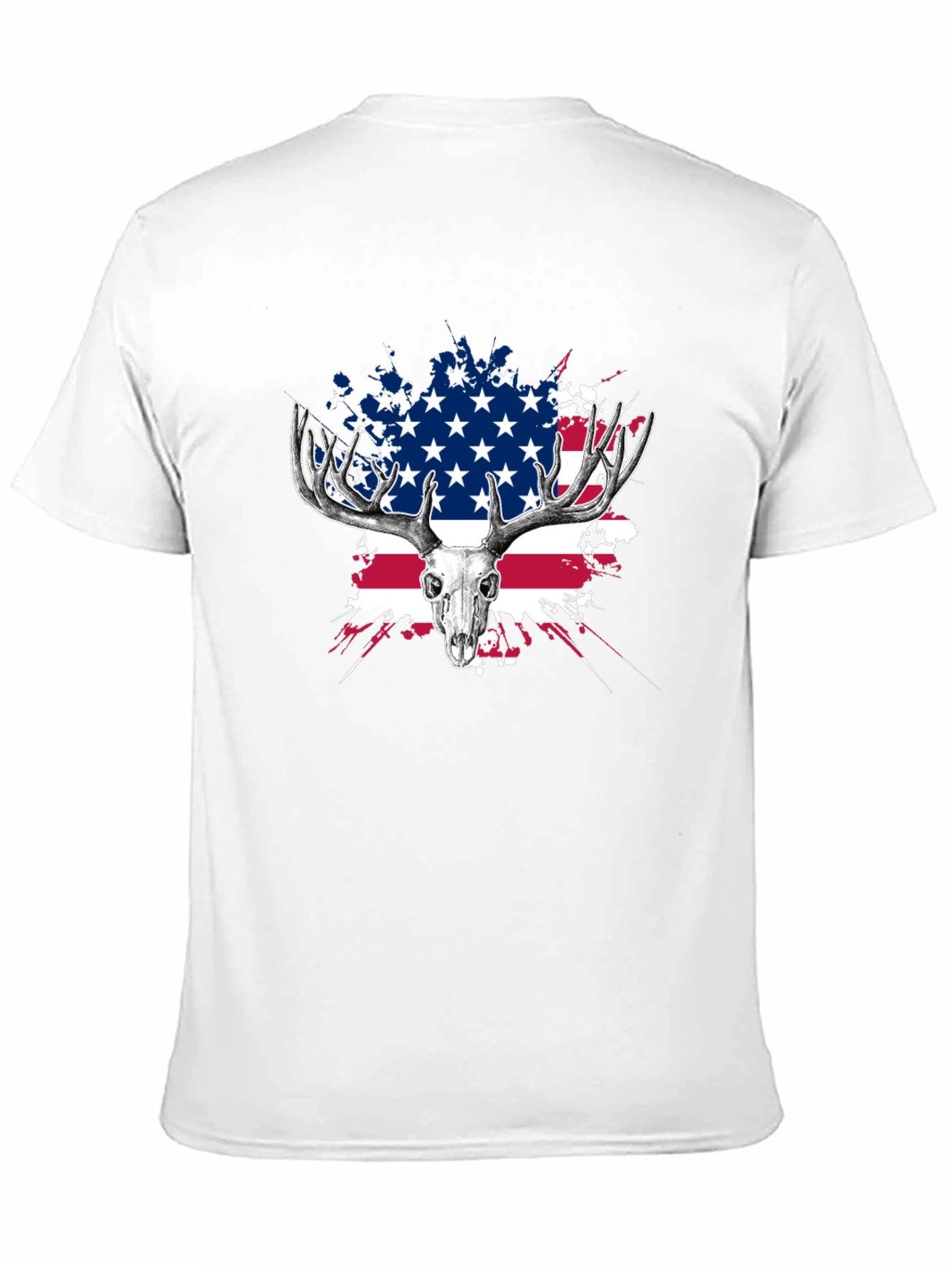 Deer Skull USA Flag Graphic T-Shirt