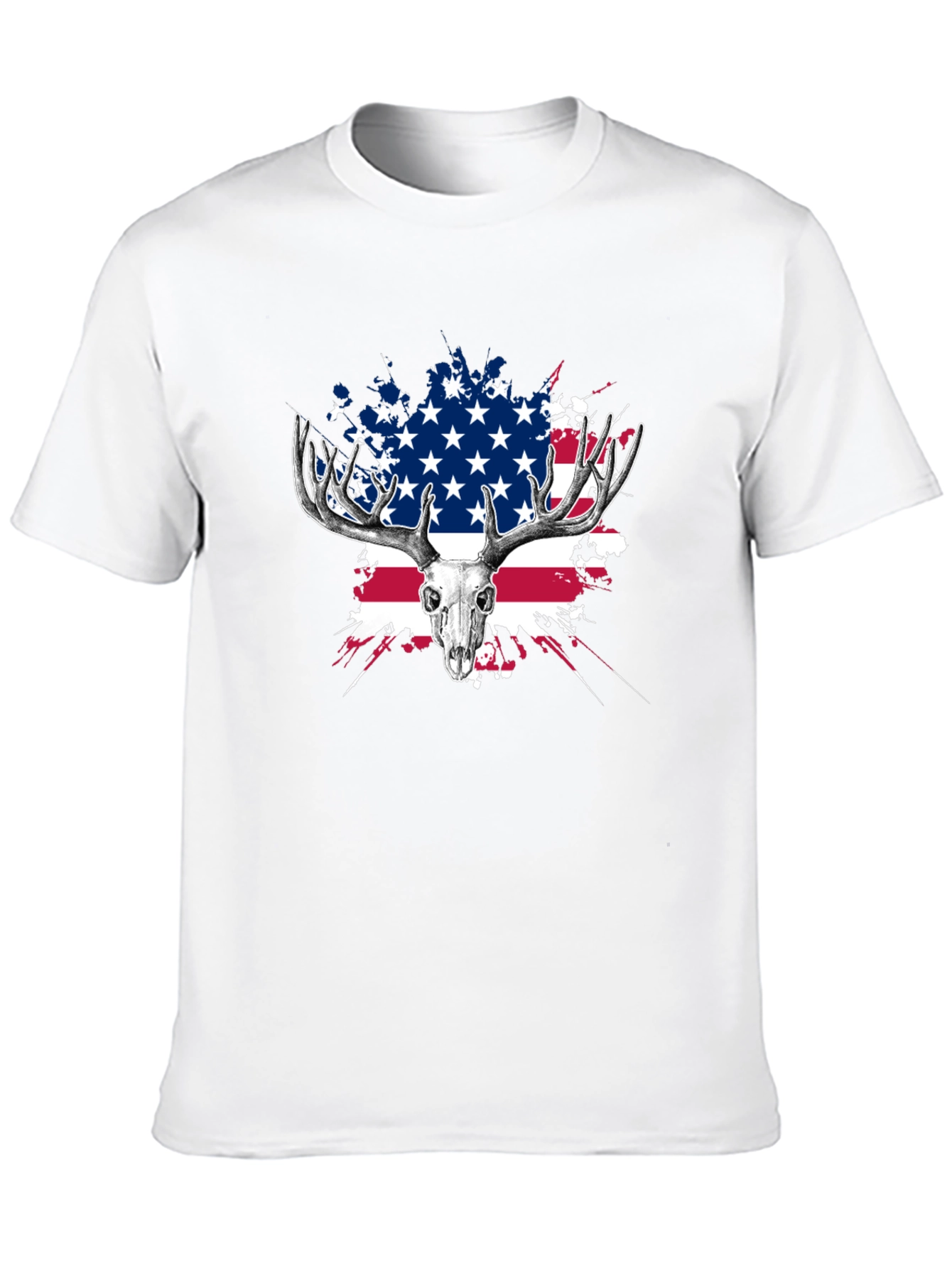Deer Skull USA Flag Graphic T-Shirt