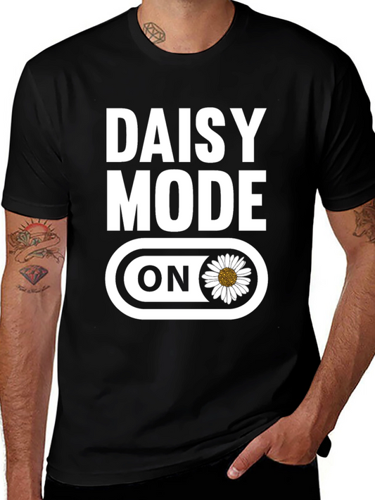 Daisy Mode On Graphic T-Shirt - Black Cotton Blend