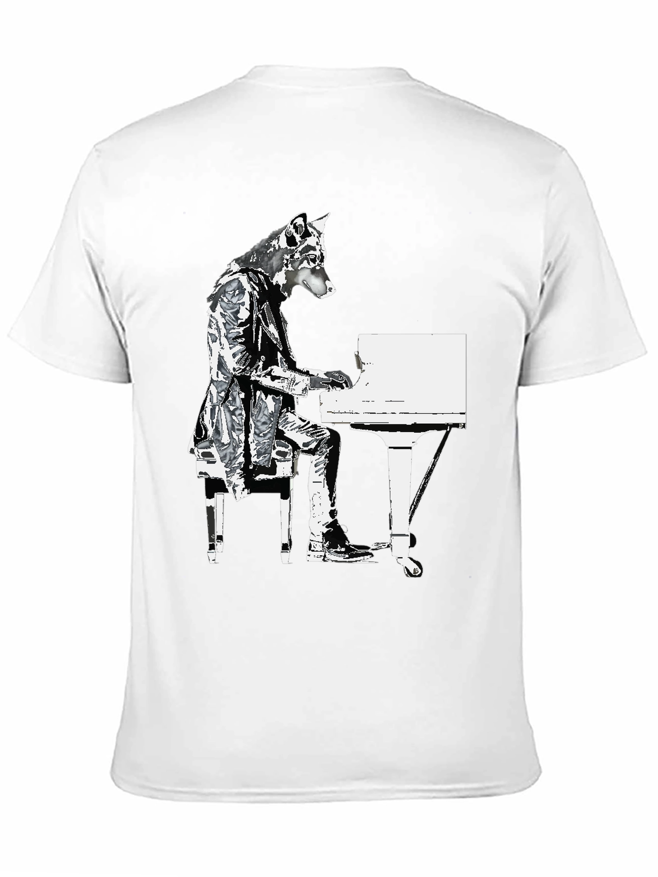 Piano Dog Graphic T-Shirt - Black