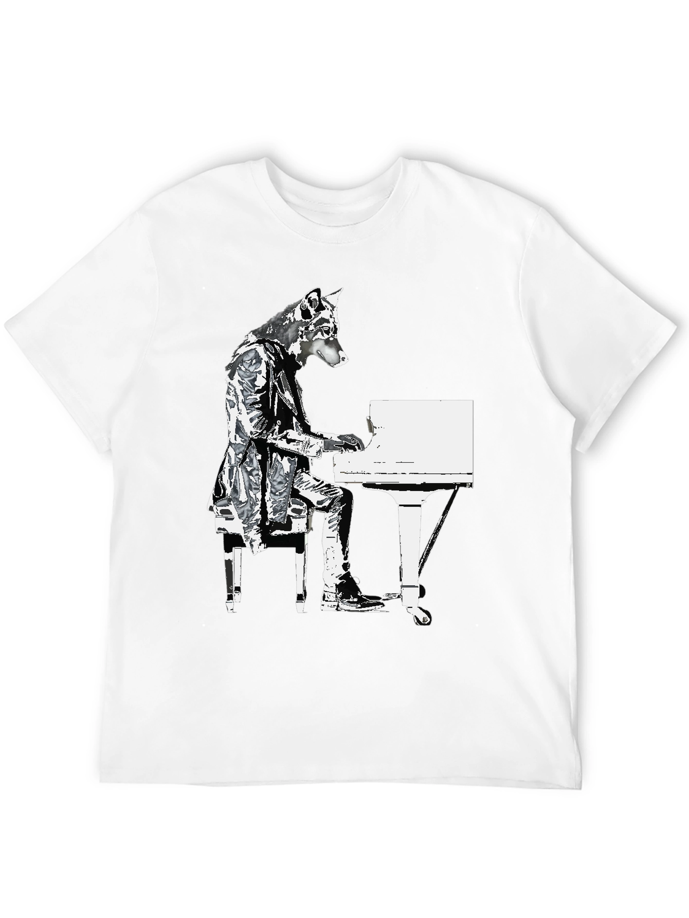 Piano Dog Graphic T-Shirt - Black