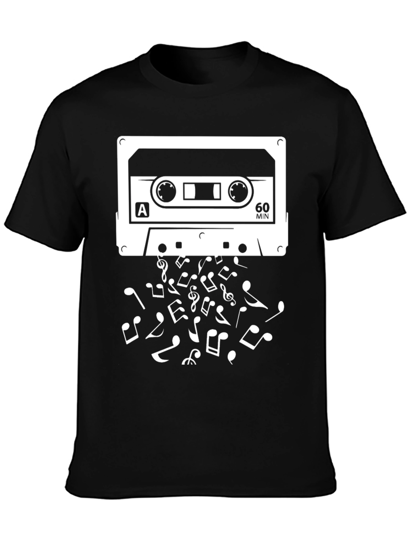 Retro Cassette Tape & Music Notes Graphic Tee