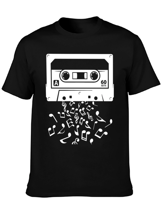 Retro Cassette Tape & Music Notes Graphic Tee