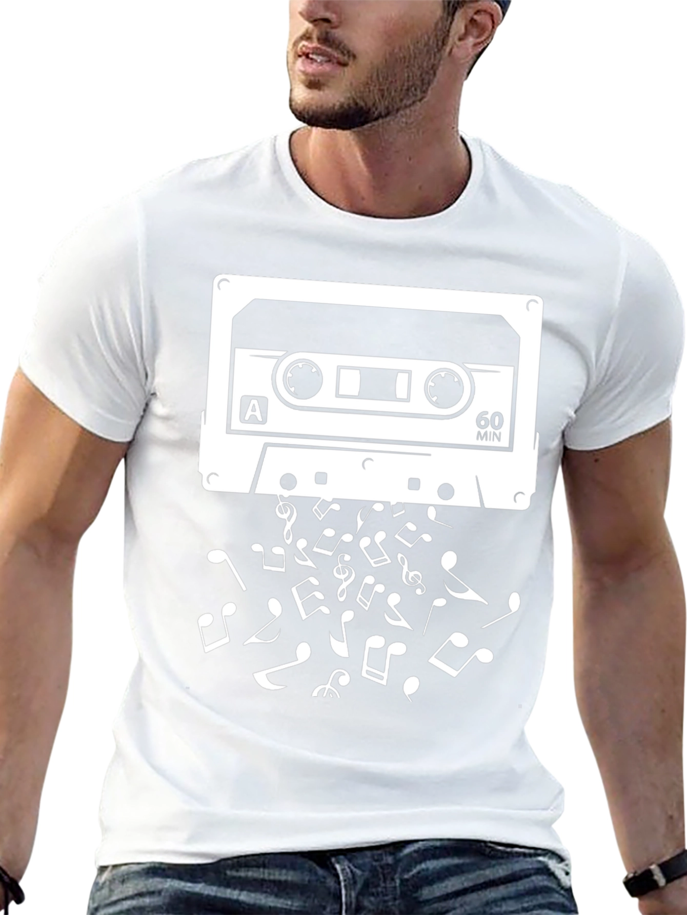 Retro Cassette Tape & Music Notes Graphic Tee
