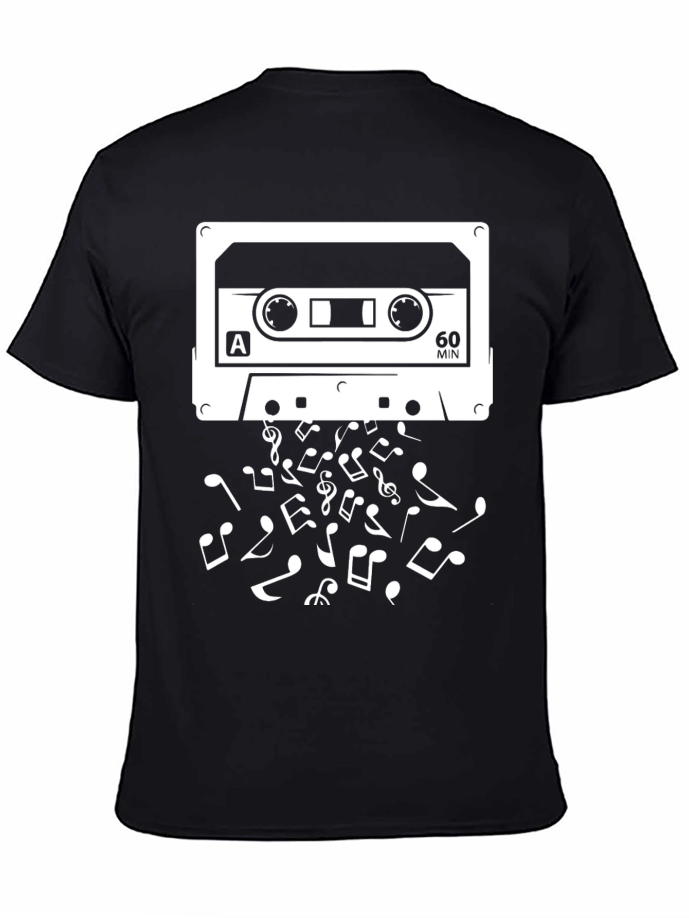 Retro Cassette Tape & Music Notes Graphic Tee