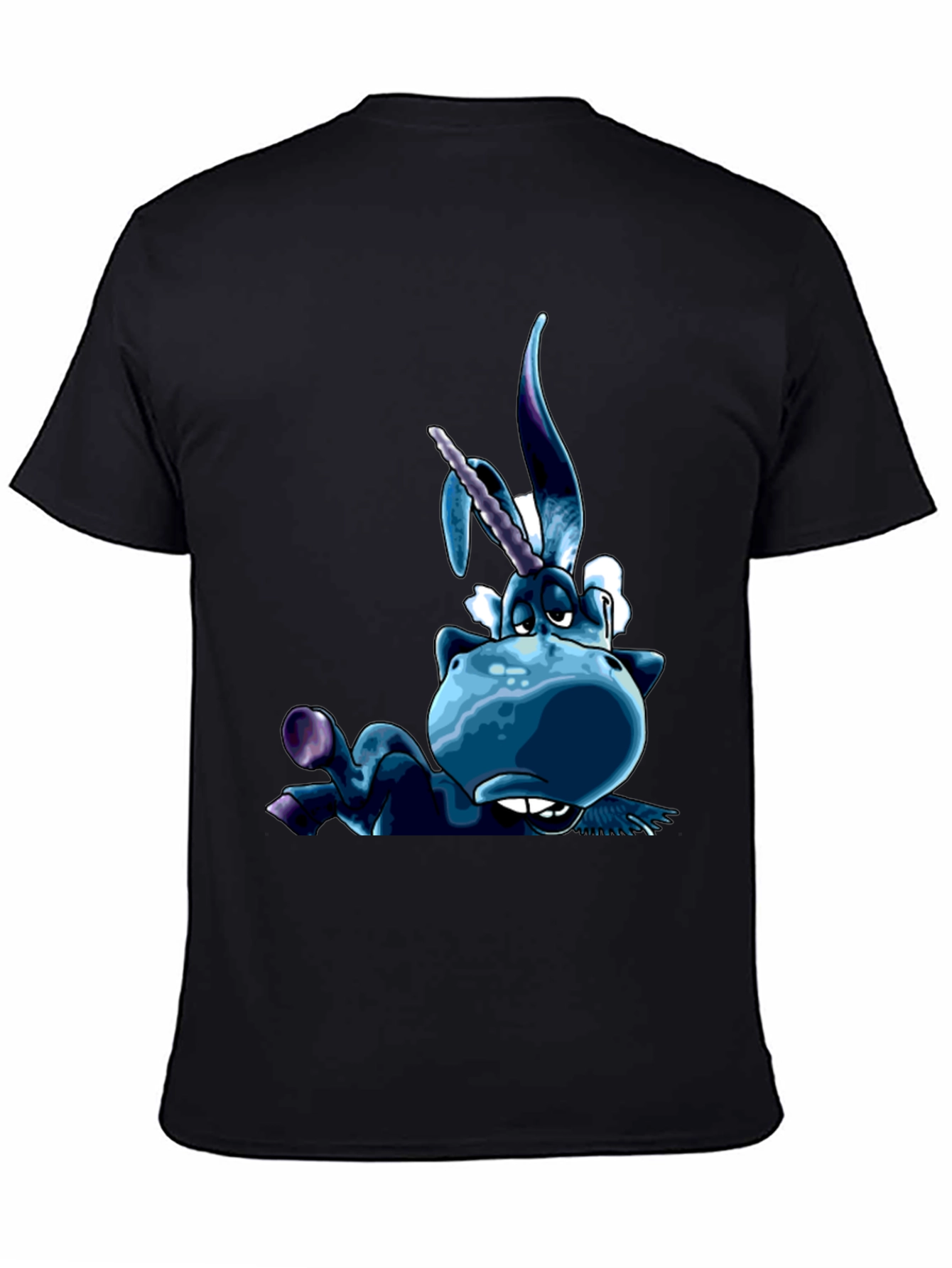 Unicorn Cartoon Graphic Black T-Shirt