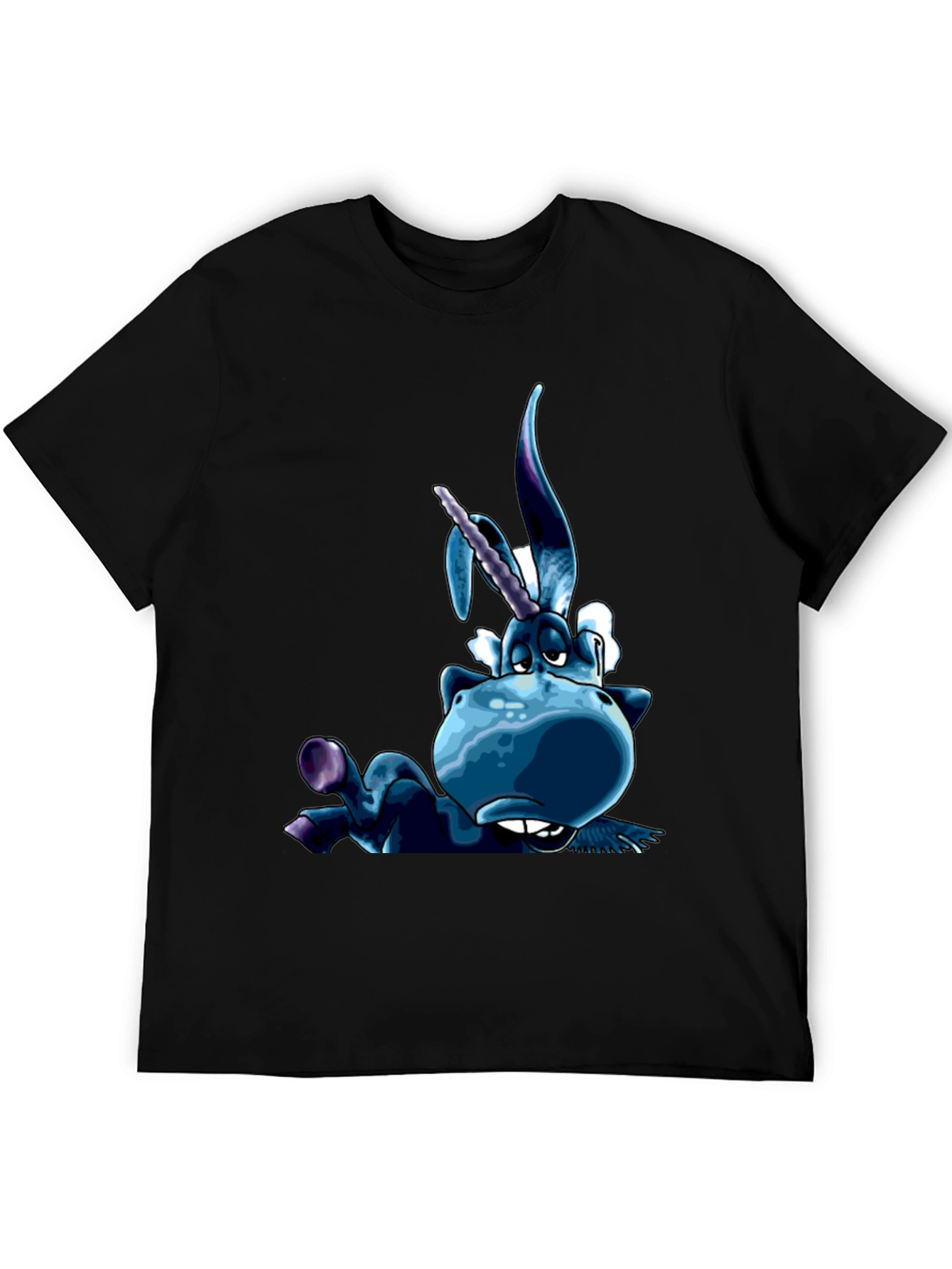 Unicorn Cartoon Graphic Black T-Shirt