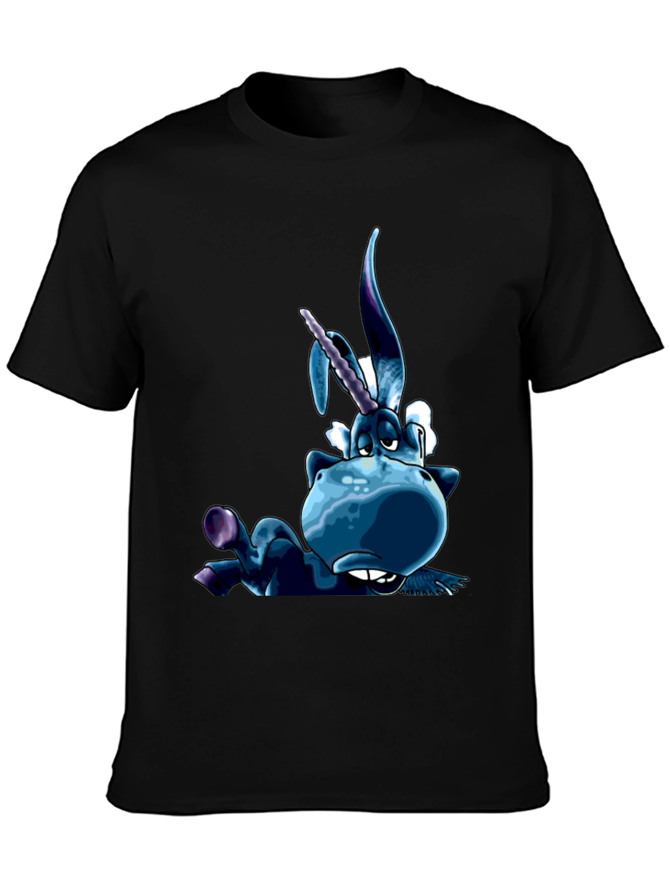 Unicorn Cartoon Graphic Black T-Shirt