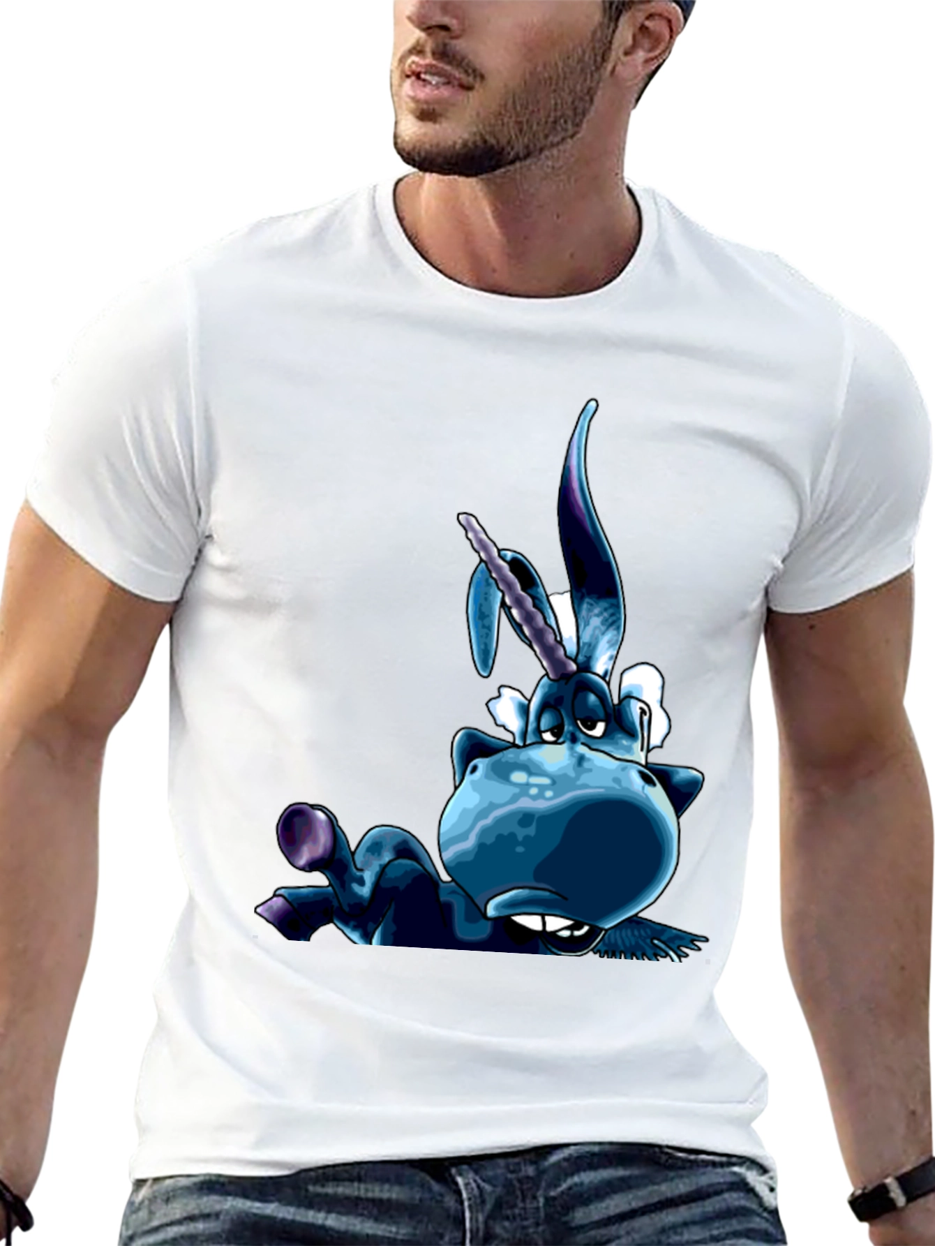 Unicorn Cartoon Graphic Black T-Shirt