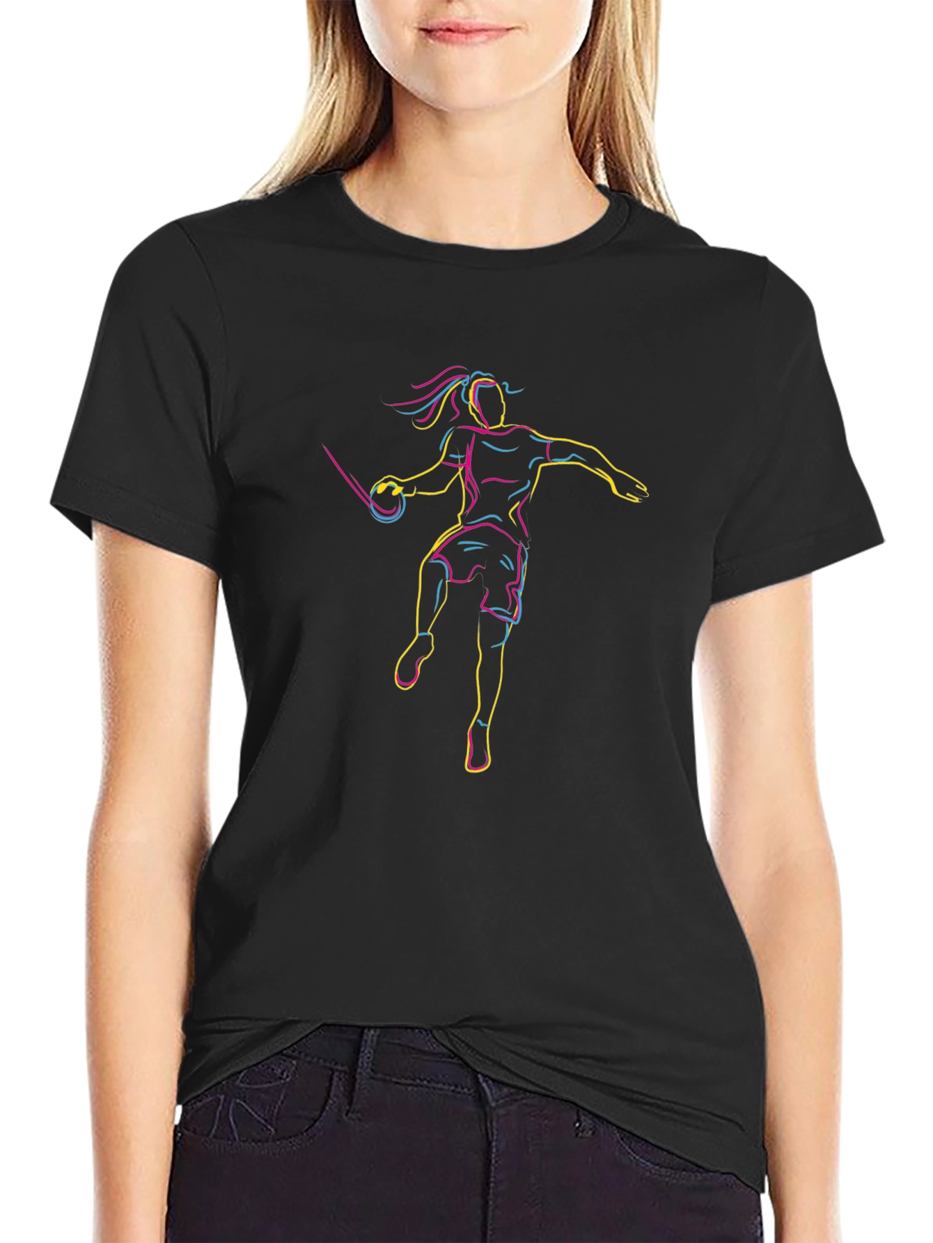 Neon Athlete Graphic Tee - Black