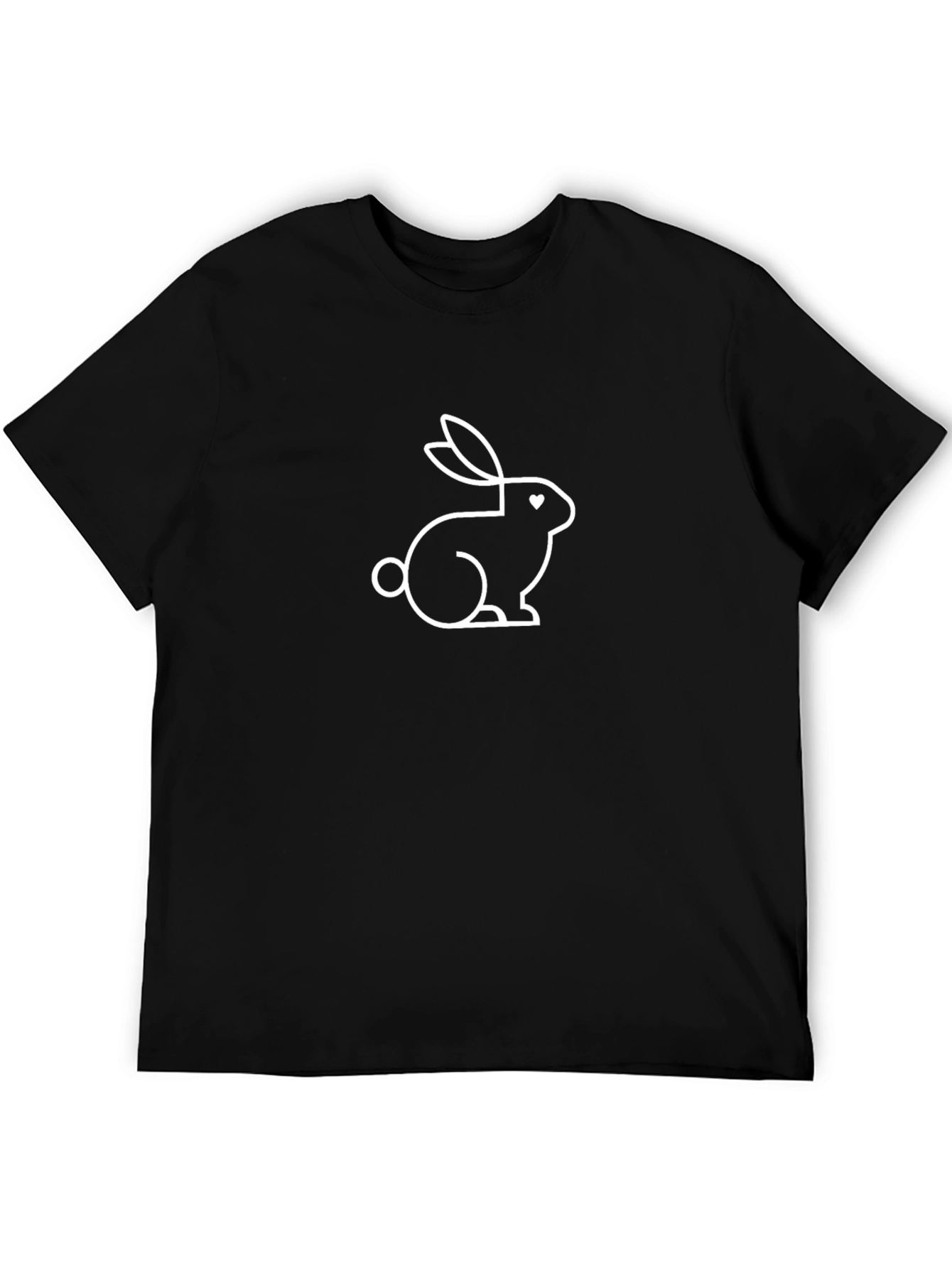 Black T-Shirt with White Bunny Design