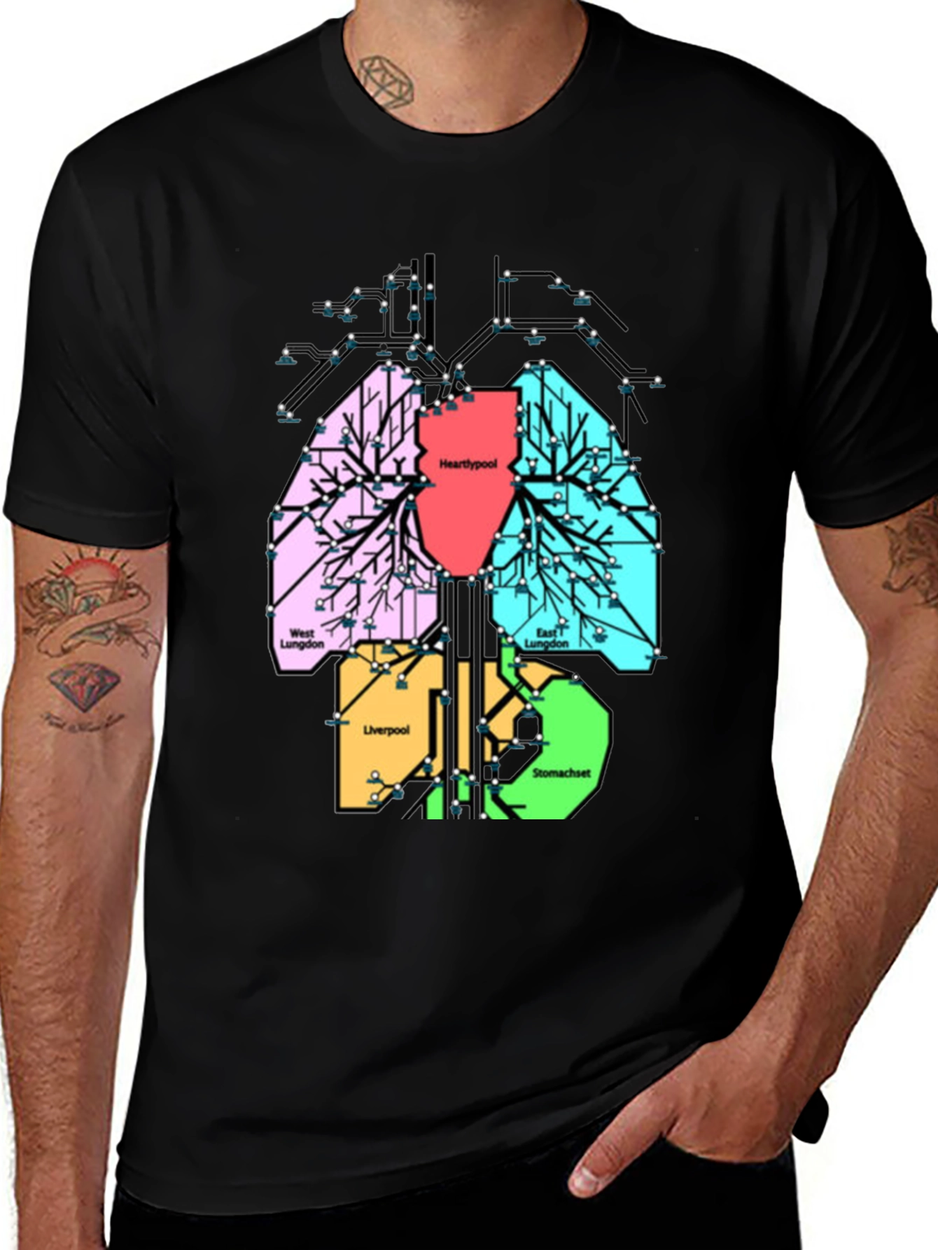 Lung Diagram City Map T-Shirt