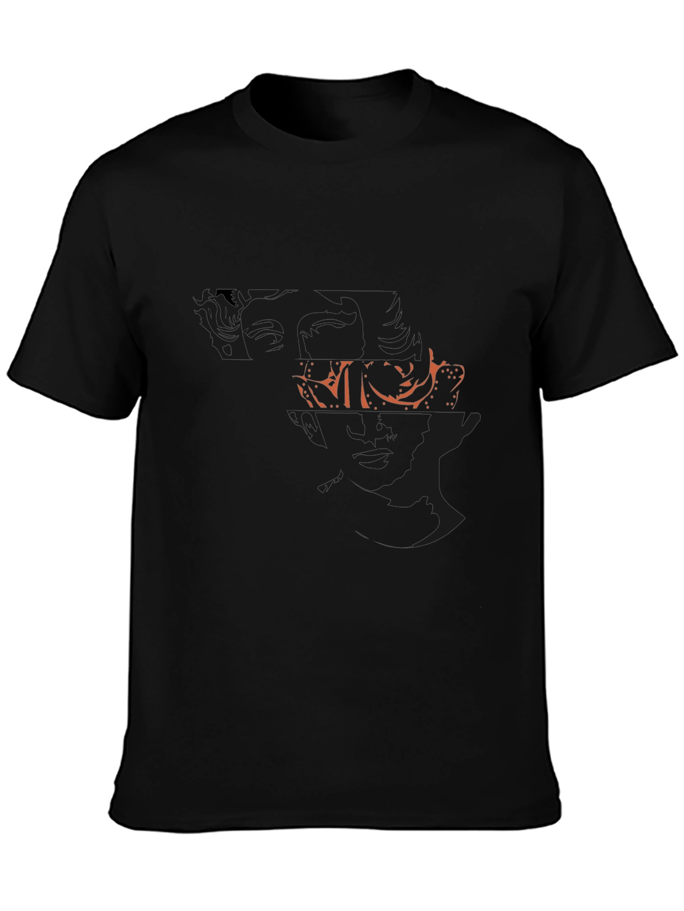 Abstract Face Graphic Black Tee