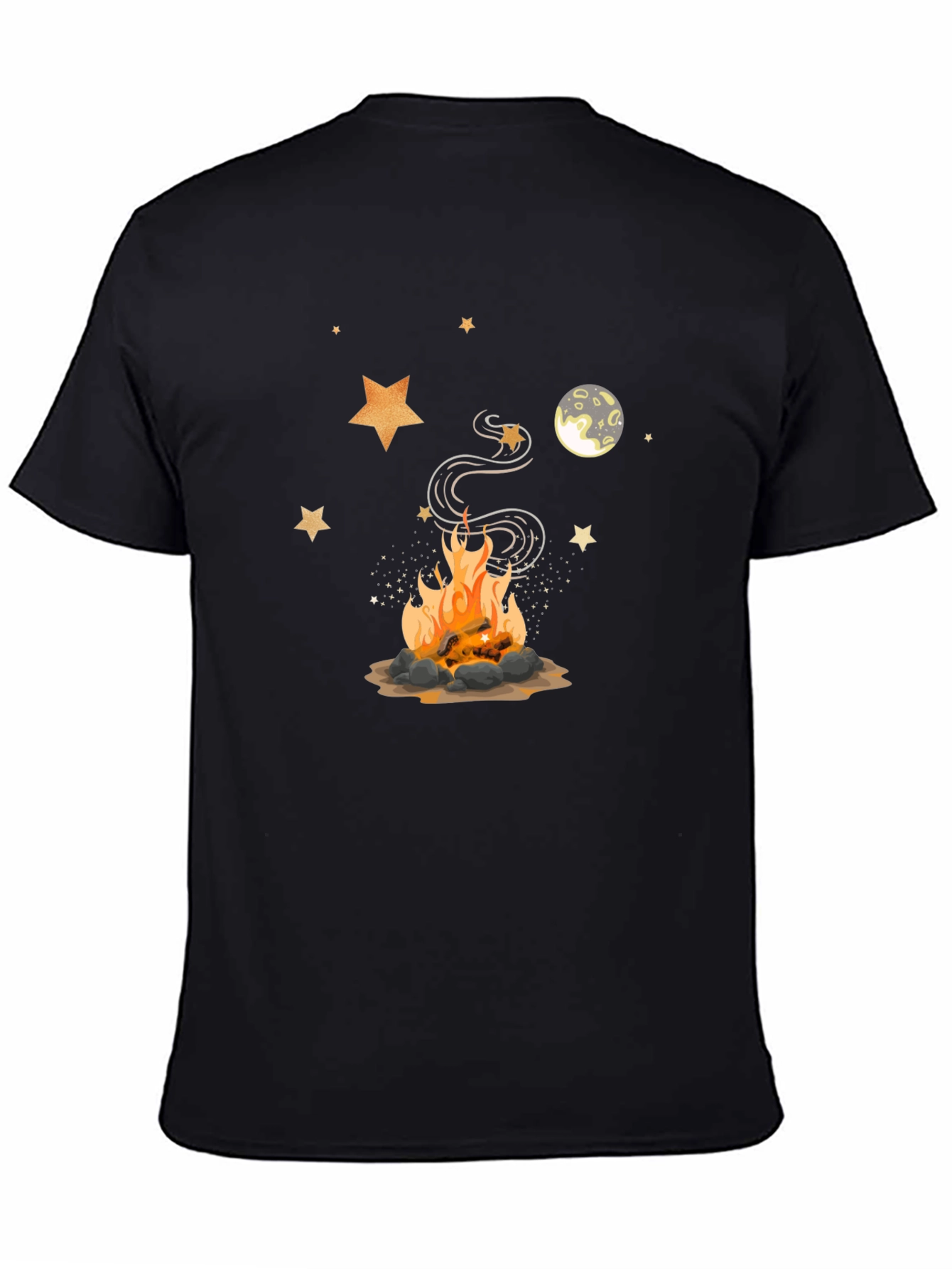 Campfire Design Black Tee - Cozy Night Shirt
