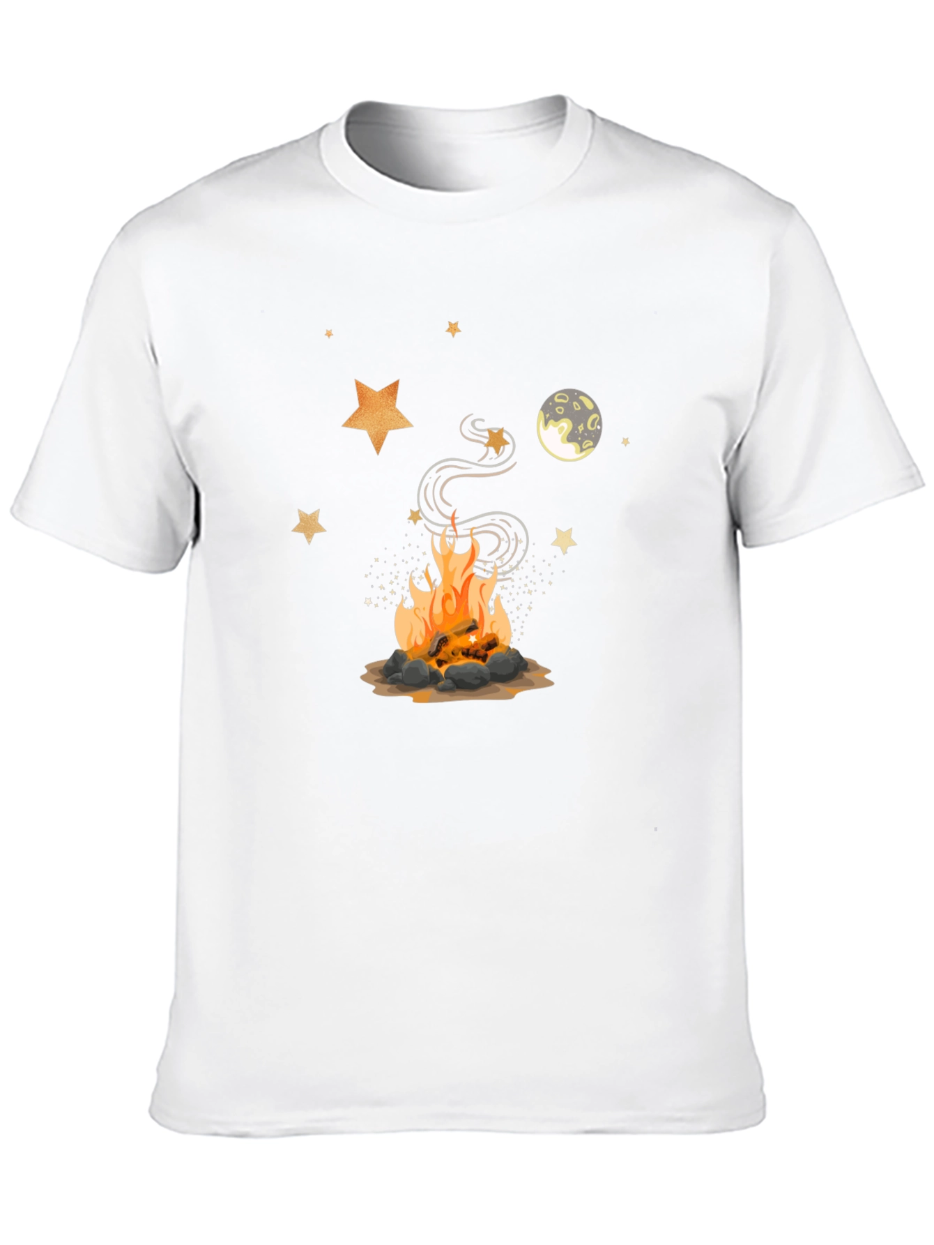 Campfire Design Black Tee - Cozy Night Shirt