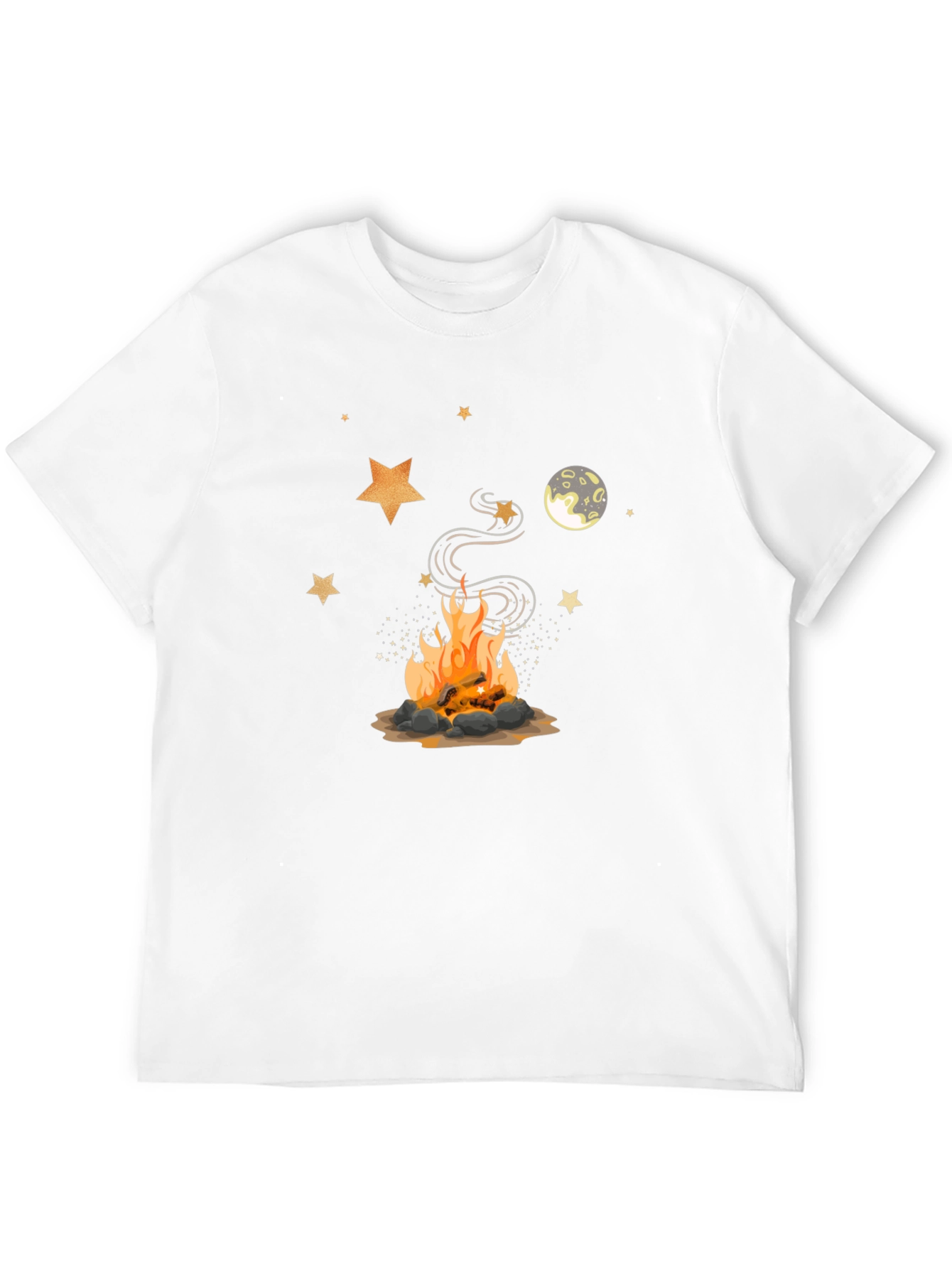Campfire Design Black Tee - Cozy Night Shirt