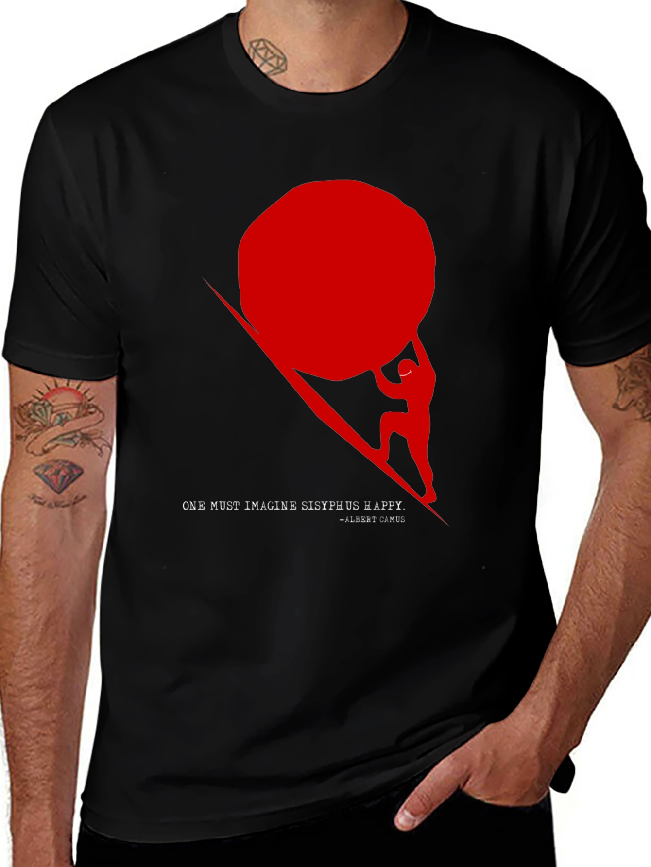Sisyphus Happy T-Shirt - Mens Black Graphic Tee